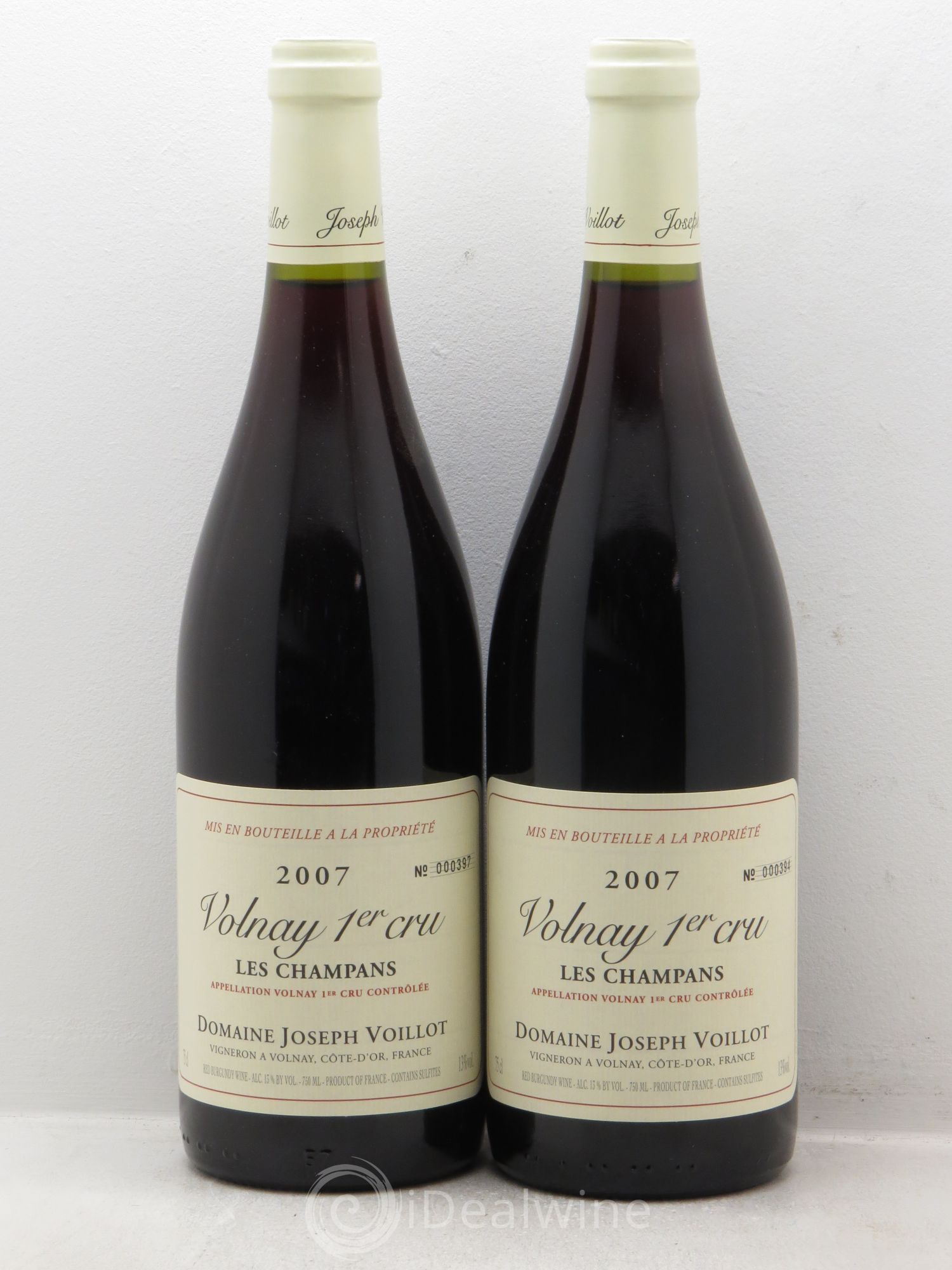 Volnay 1er Cru les Champans Joseph Voillot (Domaine) 2007 - Lot de 2 bouteilles - 0