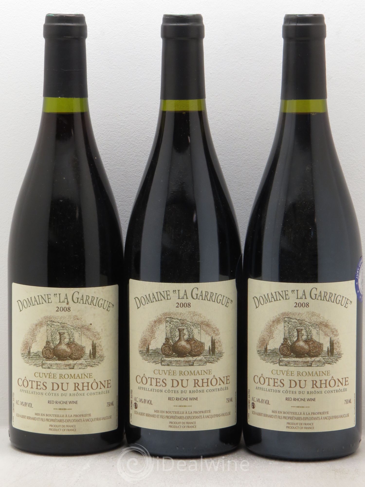 Côtes-du-Rhône Domaine la Garrigue Cuvée Romaine (sans prix de réserve) 2008 - Posten von 3 Flaschen - 0