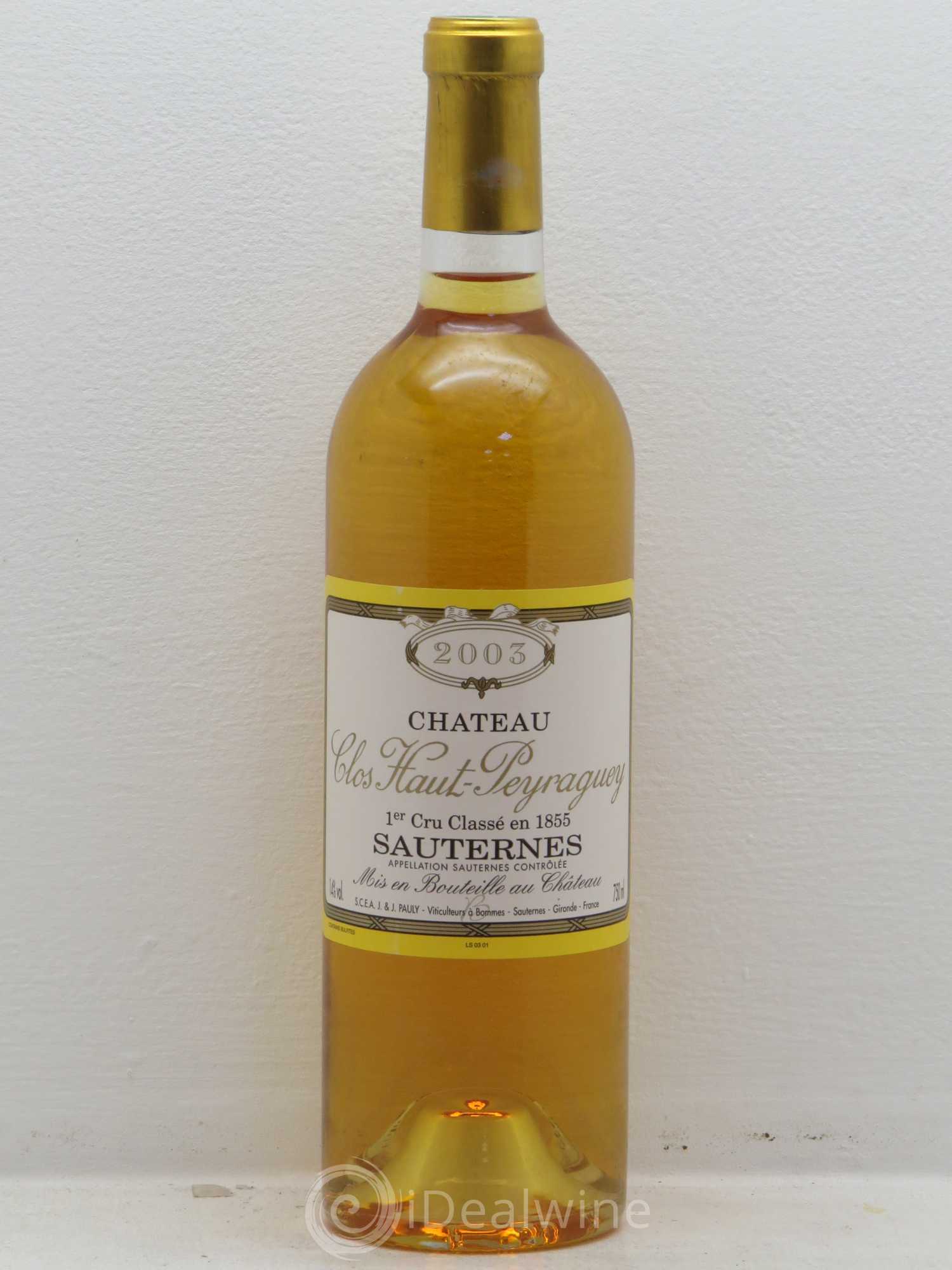 Clos Haut-Peyraguey 1er Grand Cru Classé 2003 - Lotto di 1 bottiglia - 0