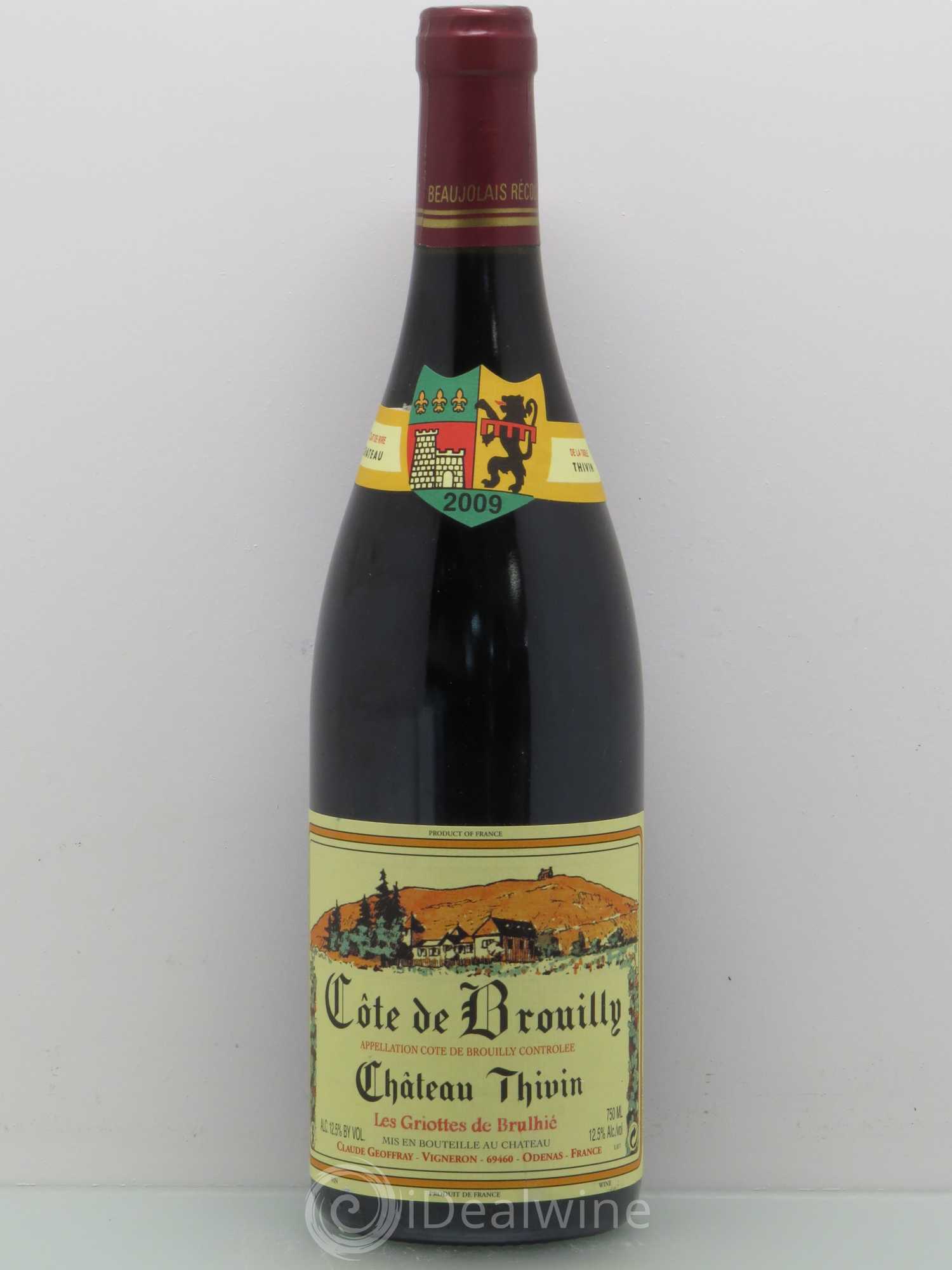 Côte de Brouilly Les Griottes de Brulhié Château Thivin 2009 - Lot de 1 bouteille - 0