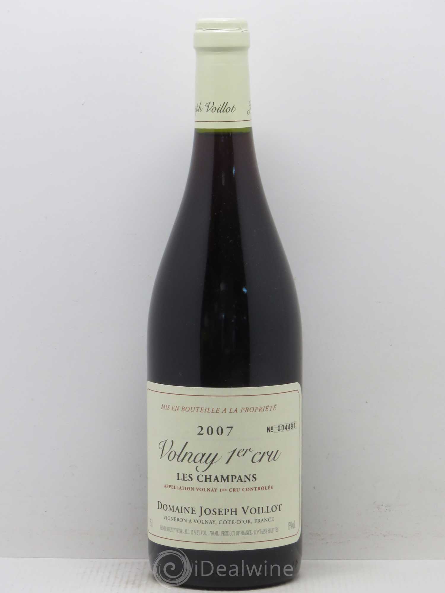 Volnay 1er Cru les Champans Joseph Voillot (Domaine) 2007 - Lot de 1 bouteille - 0