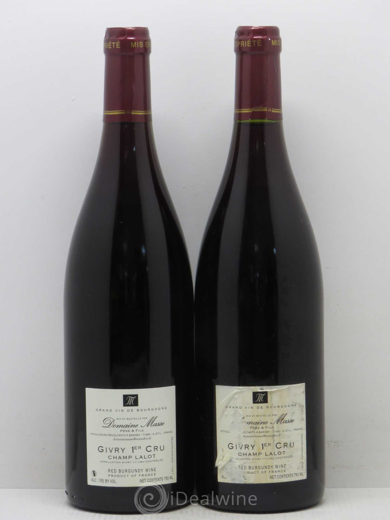 Givry 1er Cru Champ Lalot Domaine Masse 2011 - Posten von 2 Flaschen - 1