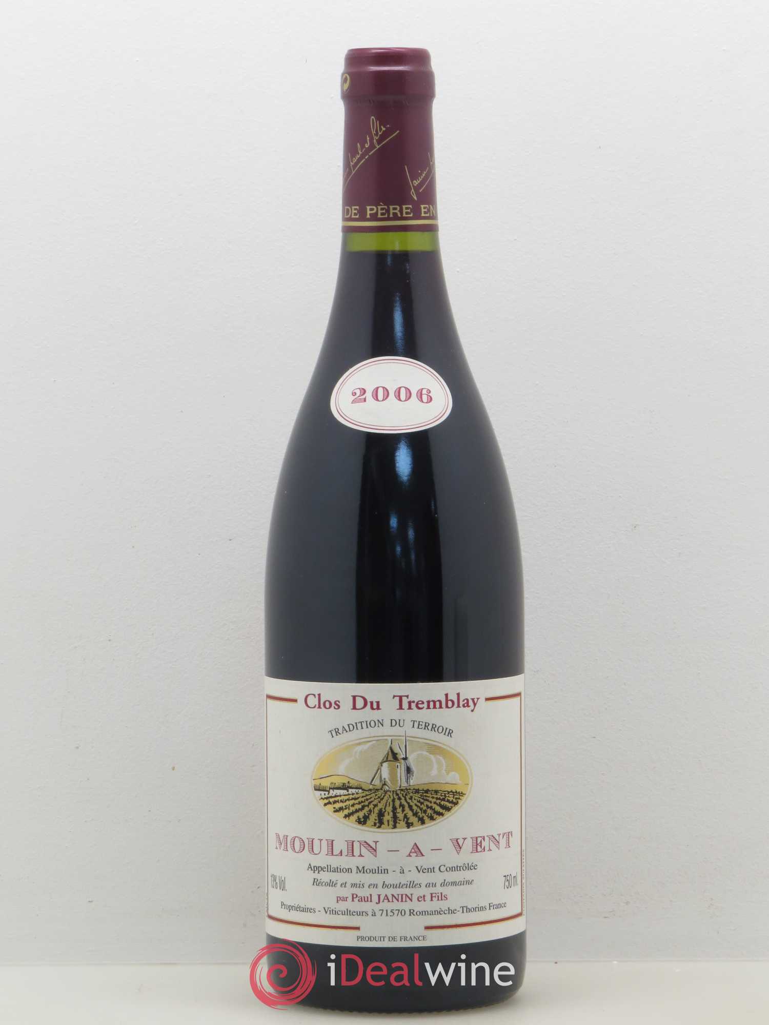 Moulin-à-Vent Clos du Tremblay Domaine Paul Janin et Fils 2006 - Posten von 1 Flasche - 0
