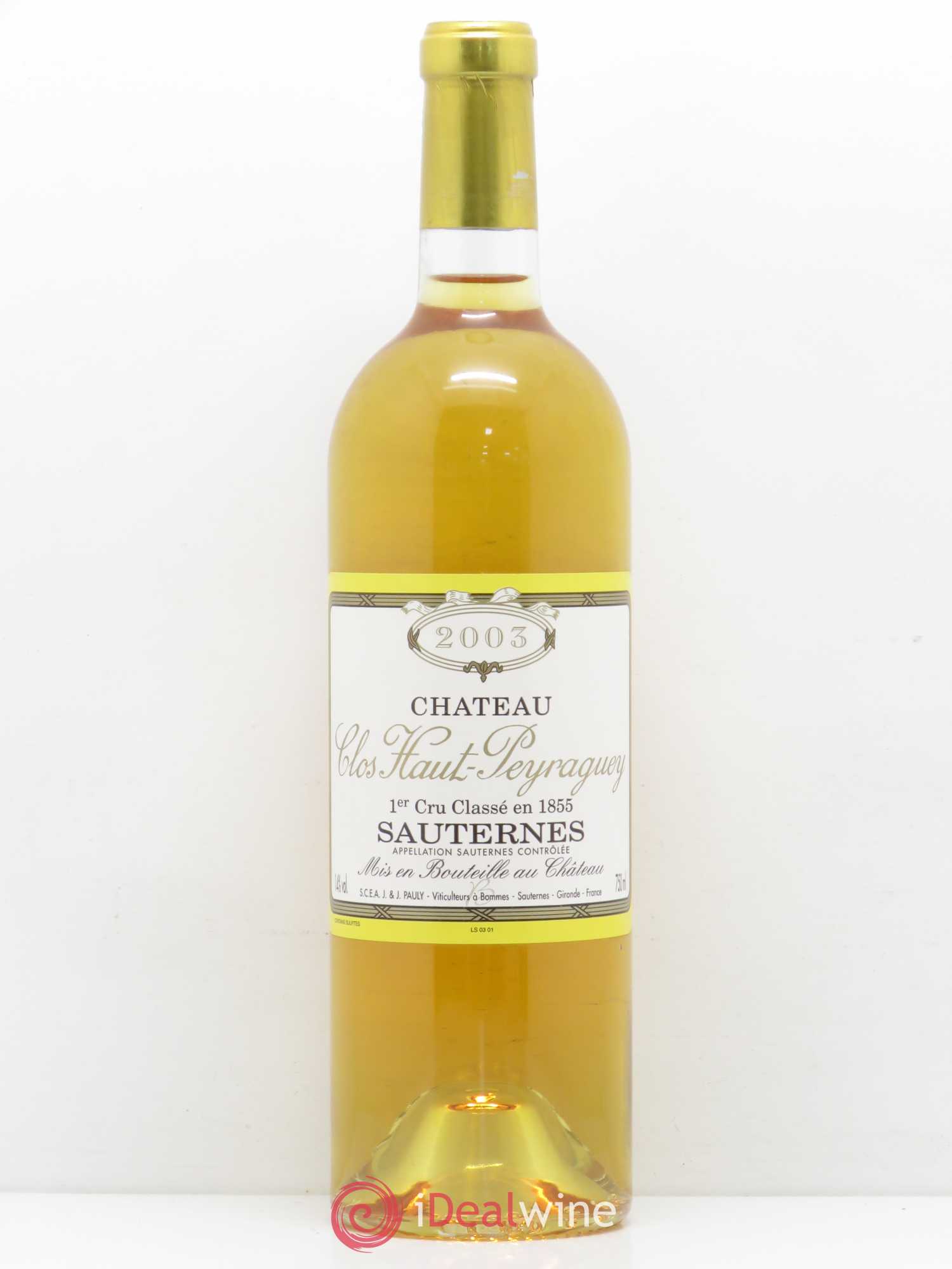 Clos Haut-Peyraguey 1er Grand Cru Classé 2003 - Lotto di 1 bottiglia - 0