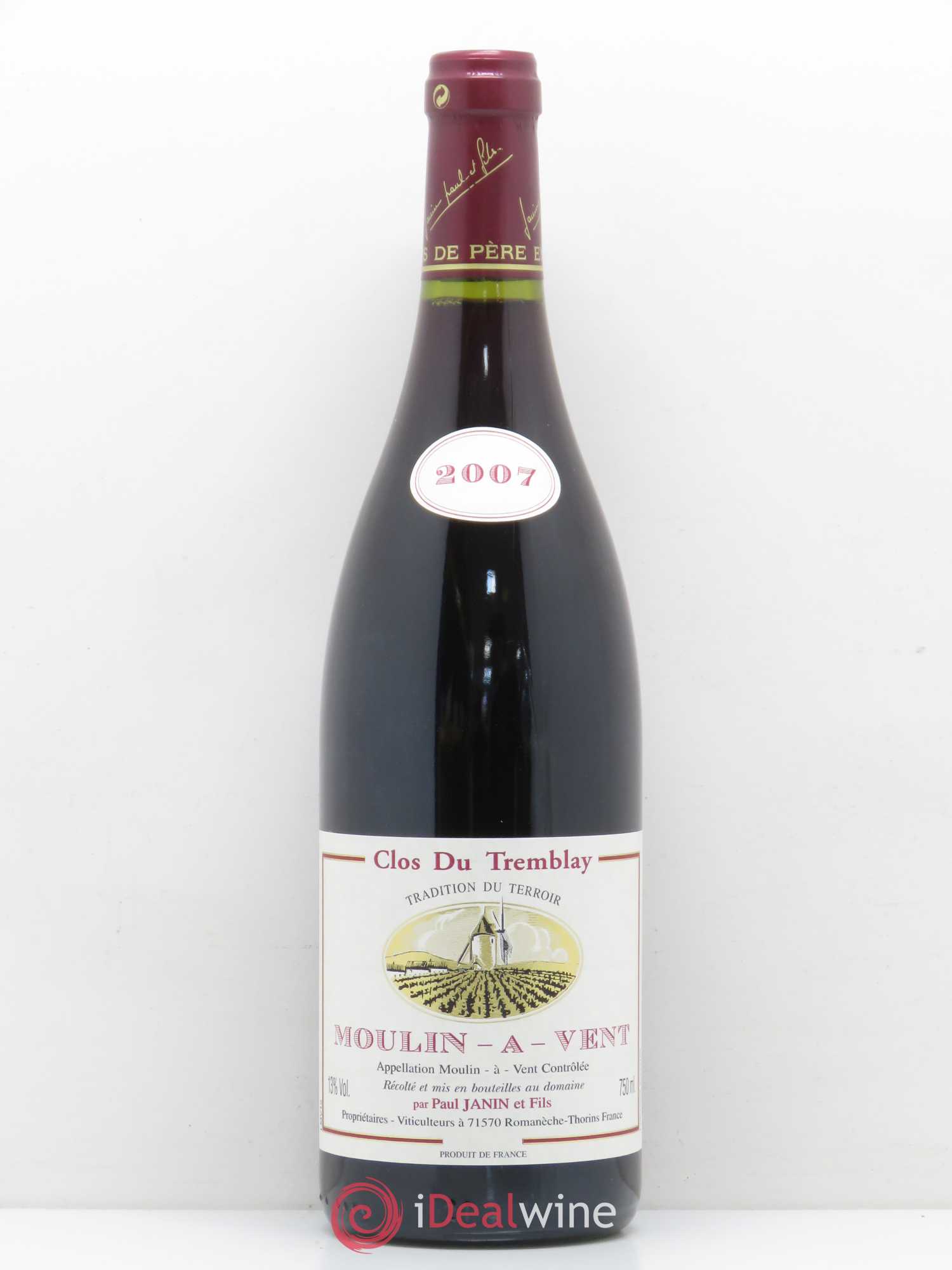 Moulin-à-Vent Clos du Tremblay Domaine Paul Janin et fils 2007 - Posten von 1 Flasche - 0