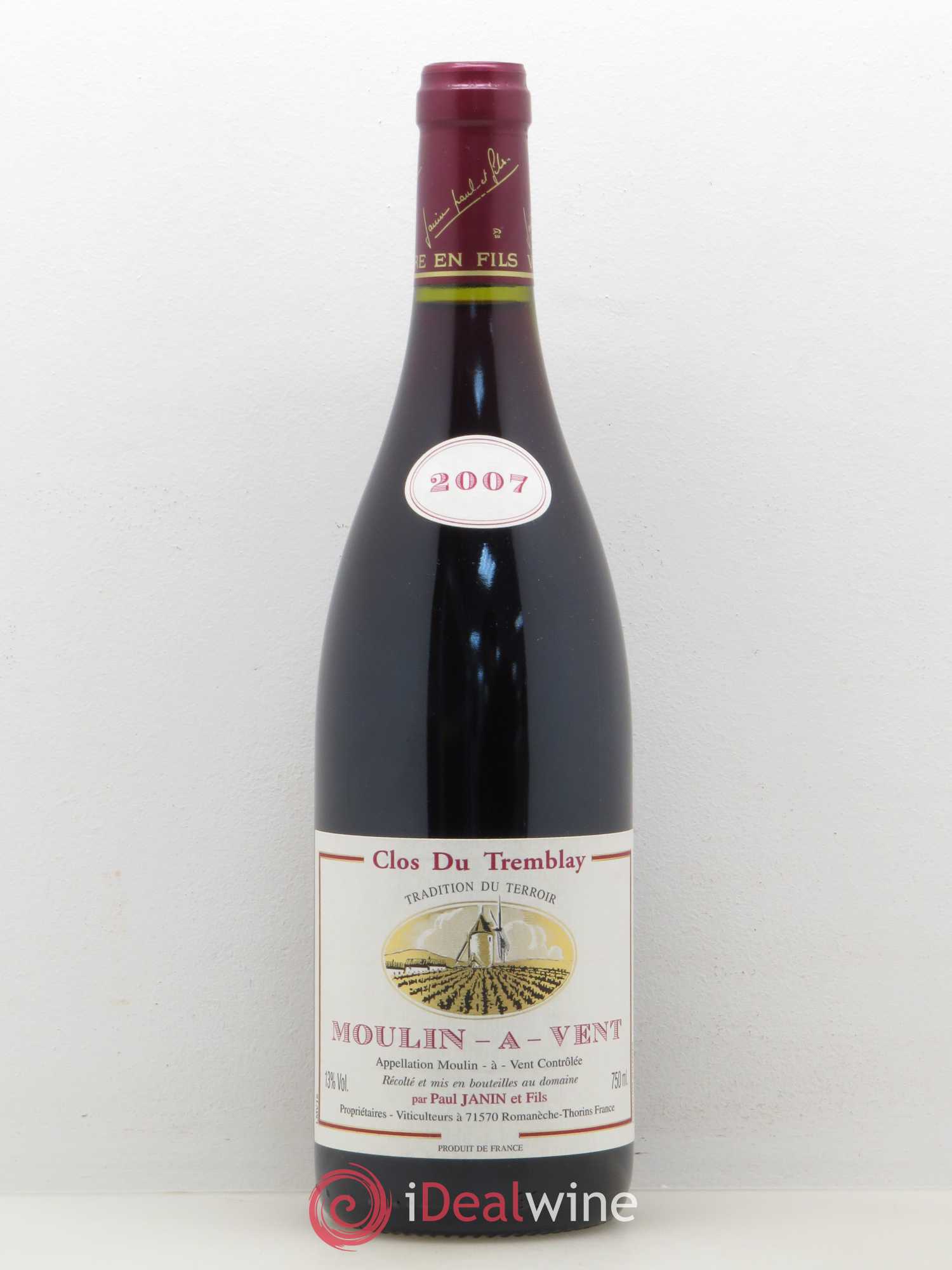 Moulin-à-Vent Clos du Tremblay domaine Paul Janin et Fils 2007 - Posten von 1 Flasche - 0