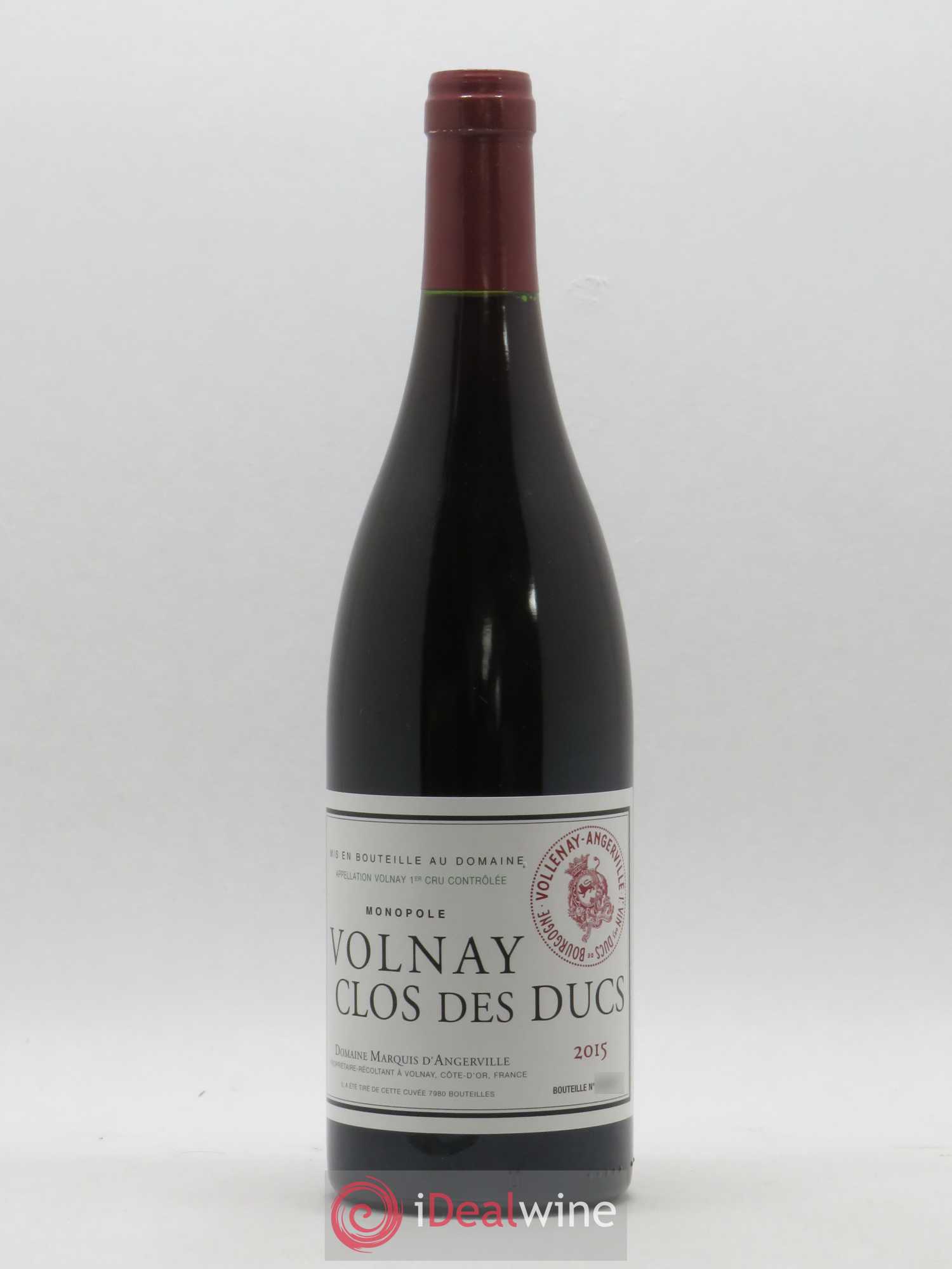 Volnay 1er Cru Clos des Ducs Marquis d'Angerville (Domaine) 2015 - Lot de 1 bouteille - 0