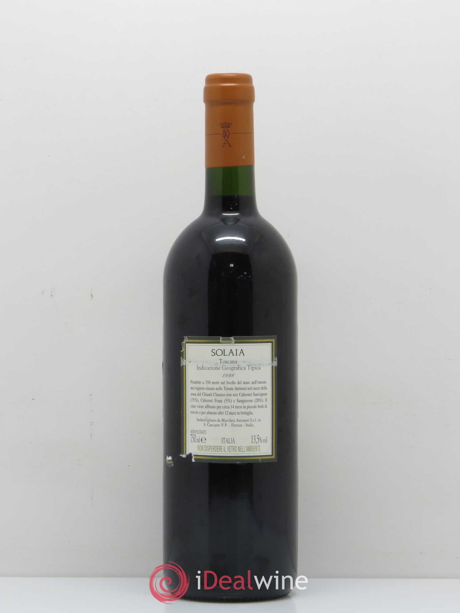 Toscana IGT Solaia Tenuta Tignanello - Marchesi Antinori 1998 - Lot de 1 bouteille - 1