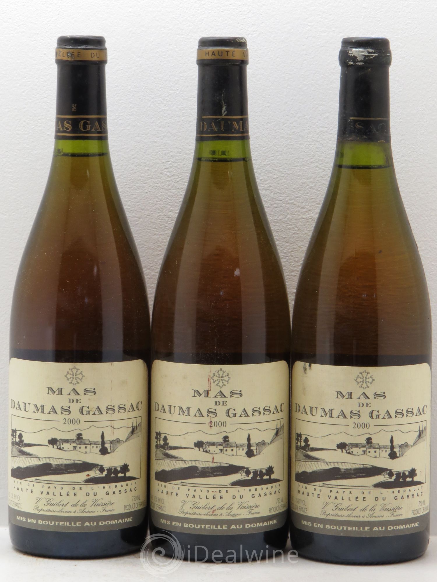 Saint-Guilhem-le-Désert - Cité d'Aniane Mas Daumas Gassac Famille Guibert de La Vaissière 2000 - Lot de 3 bouteilles - 0