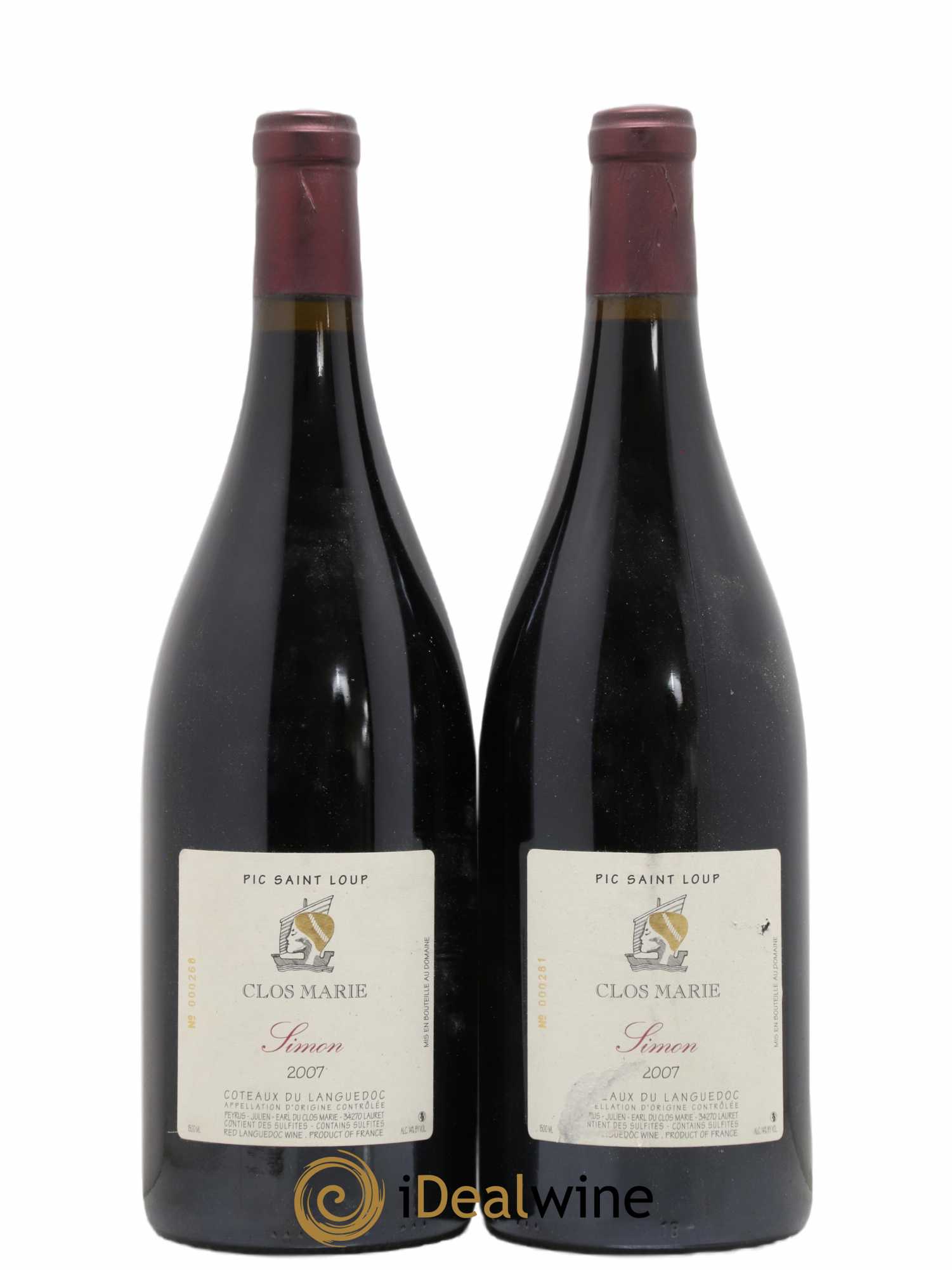 Pic Saint-Loup Clos Marie Cuvée Simon Christophe Peyrus et Françoise Julien 2007 - Lot de 2 magnums - 0