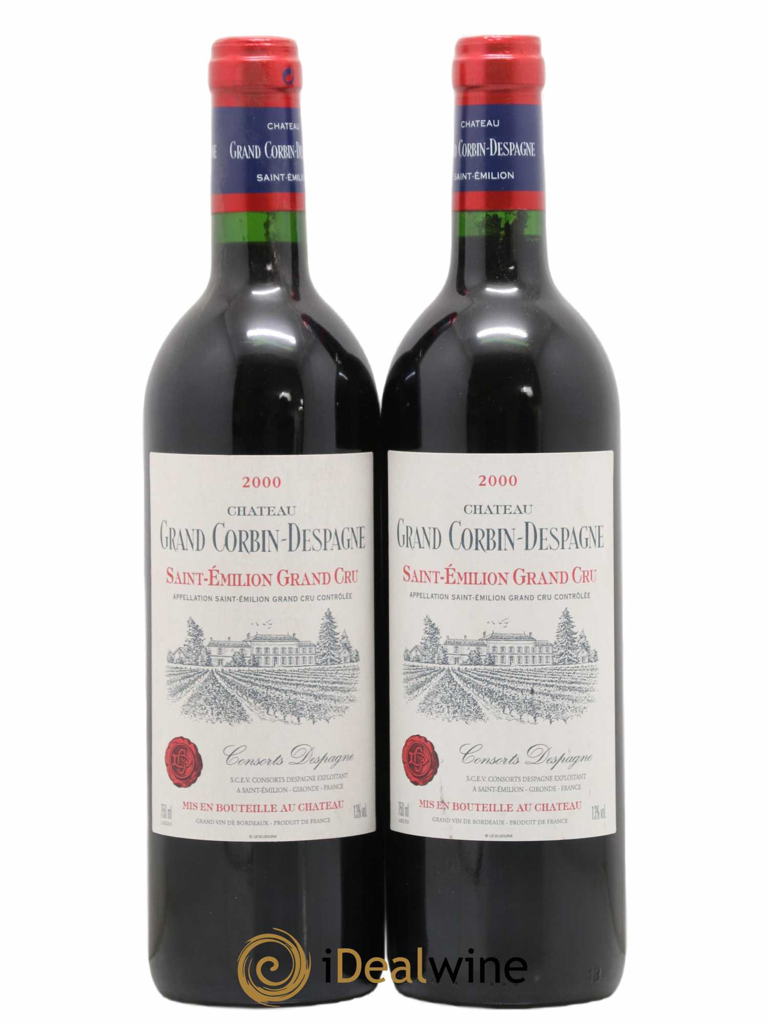 Château Grand Corbin Despagne Grand Cru Classé 2000 - Lot de 2 bouteilles - 0