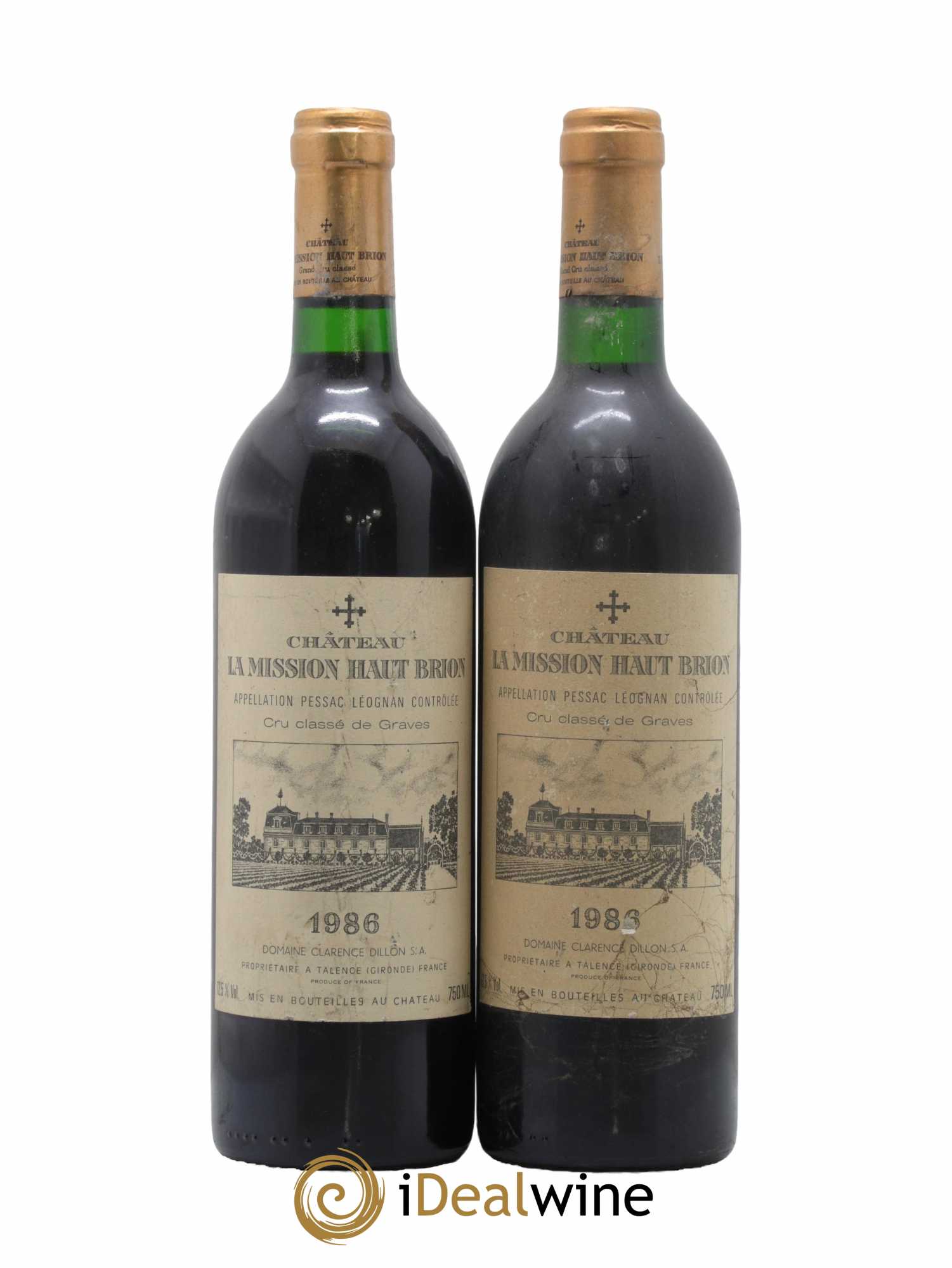 Château la Mission Haut-Brion Cru Classé de Graves 1986 - Lot de 2 bouteilles - 0