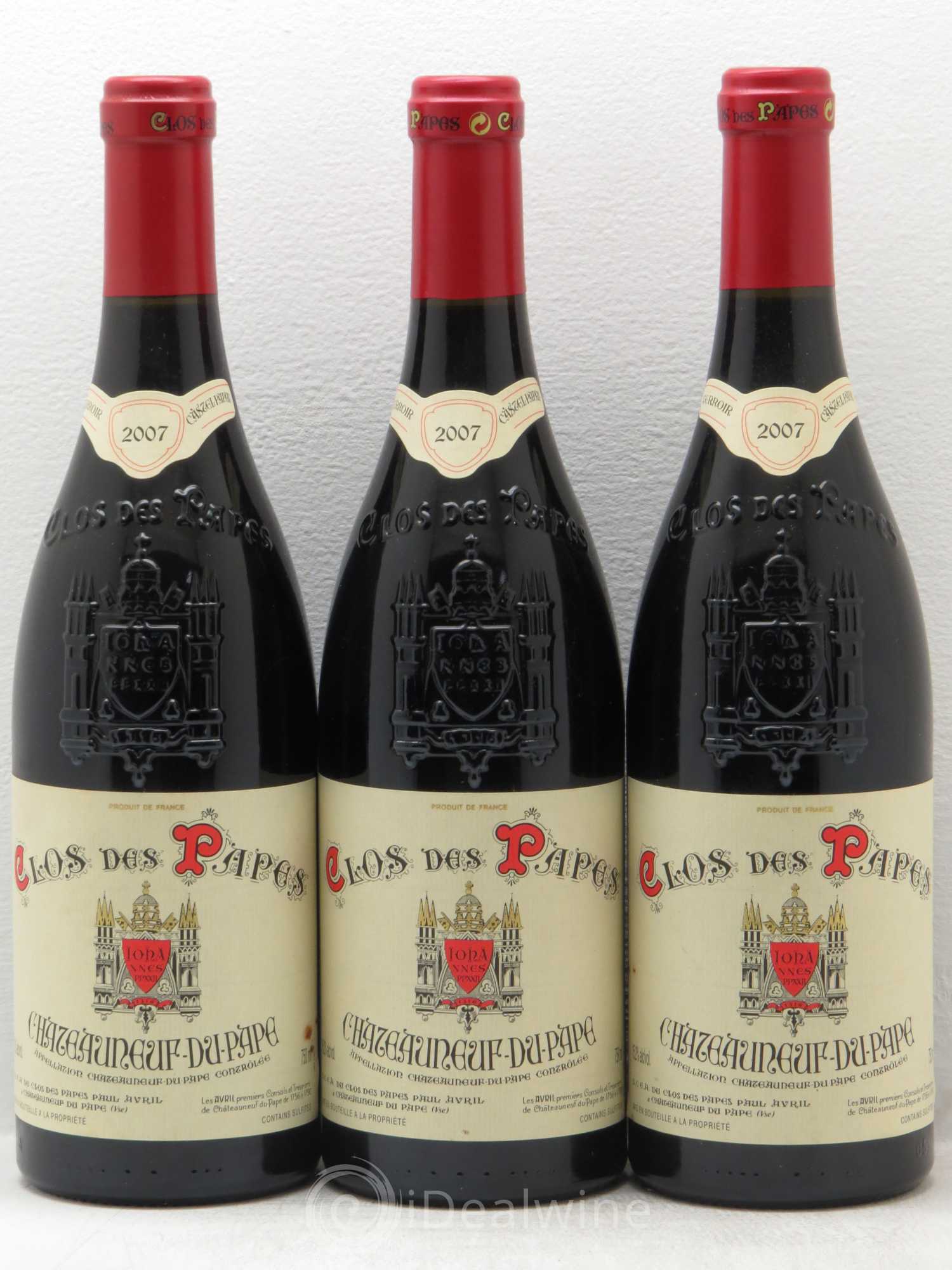 Châteauneuf-du-Pape Clos des Papes - Paul Avril 2007 - Lot de 3 bouteilles - 0