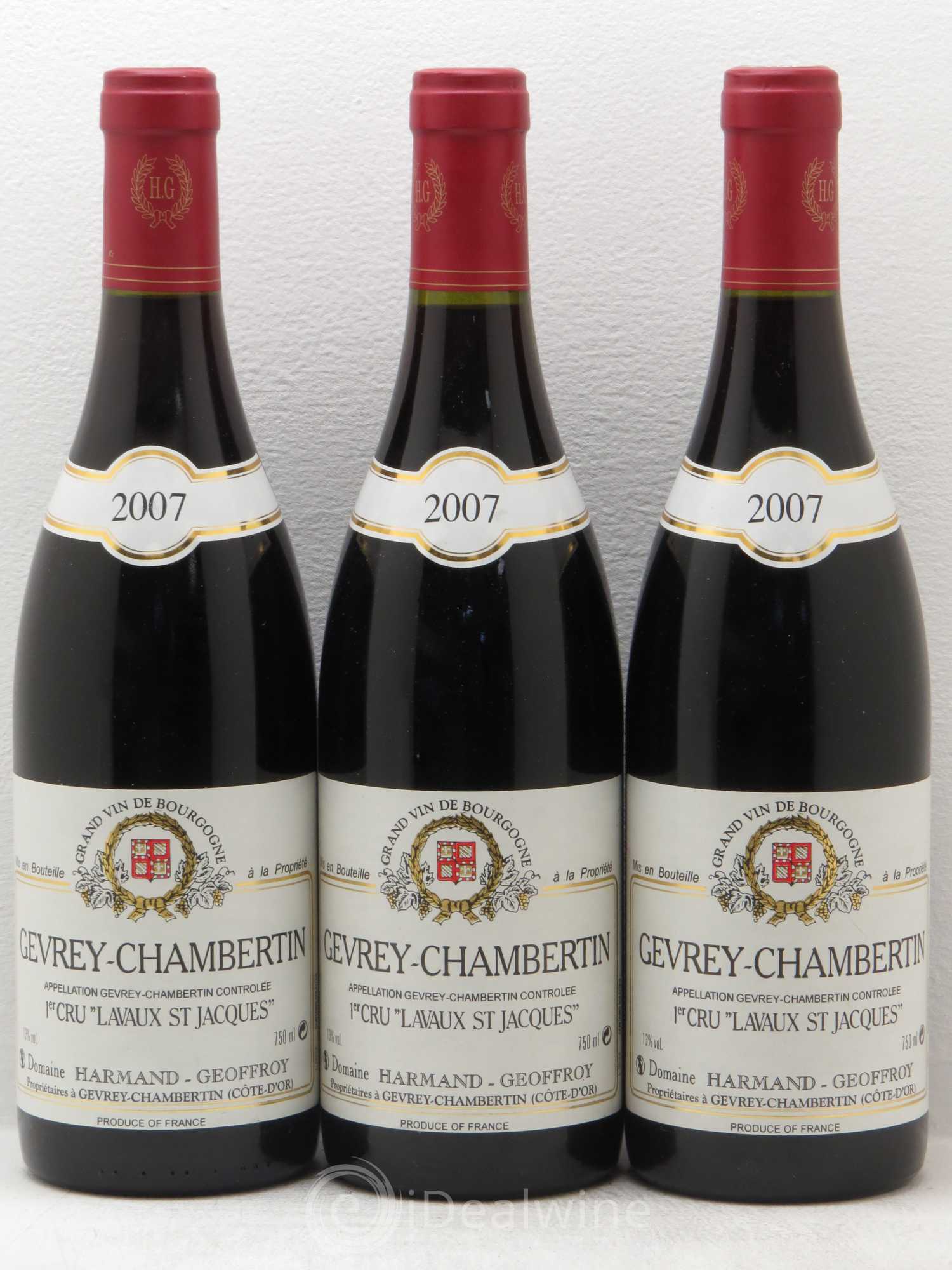 Gevrey-Chambertin 1er Cru Lavaux Saint Jacques Harmand-Geoffroy (Domaine) 2007 - Lot de 3 bouteilles - 0