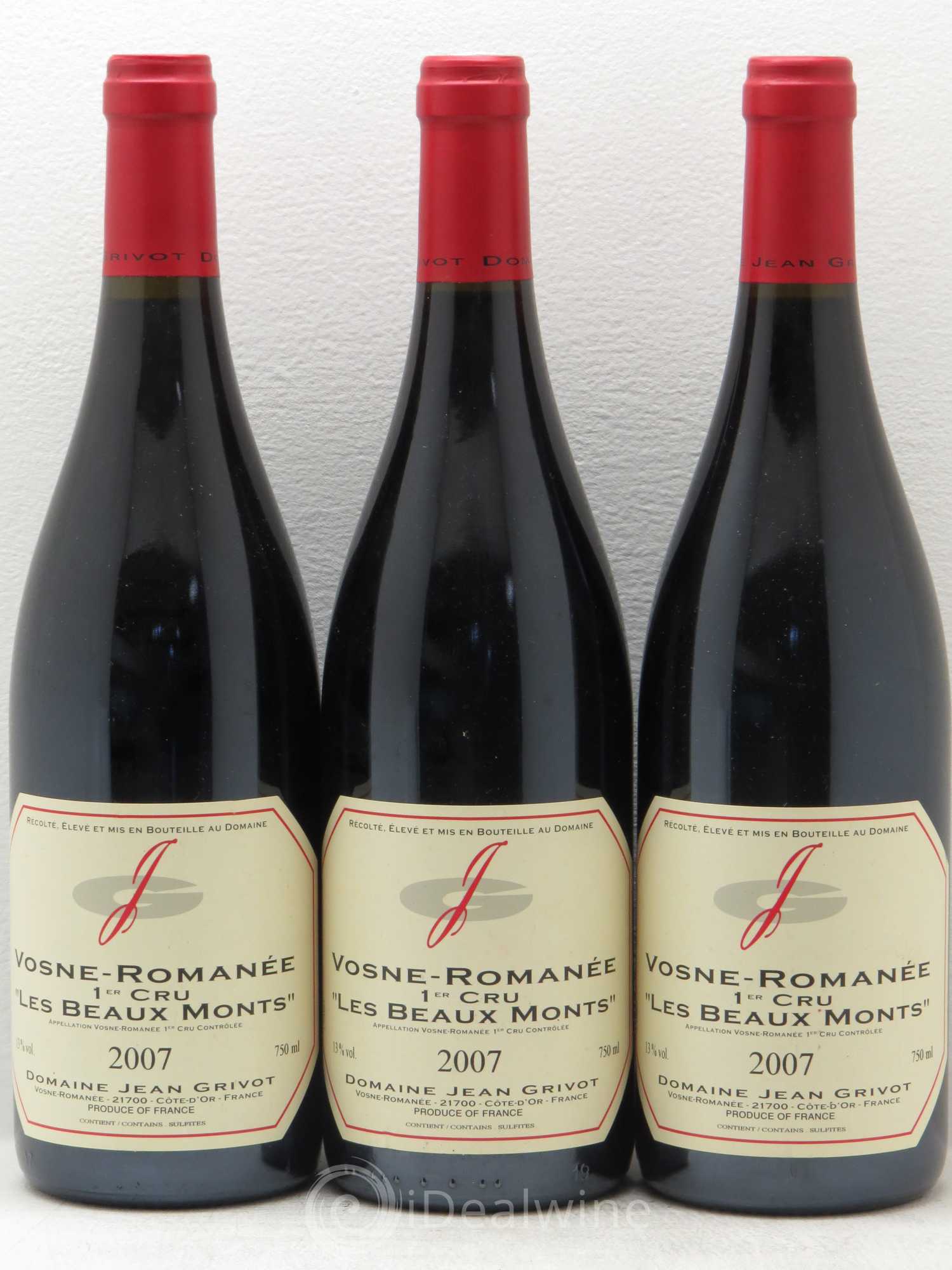 Vosne-Romanée 1er Cru Les Beaux-Monts Jean Grivot 2007 - Lot de 3 bouteilles - 0