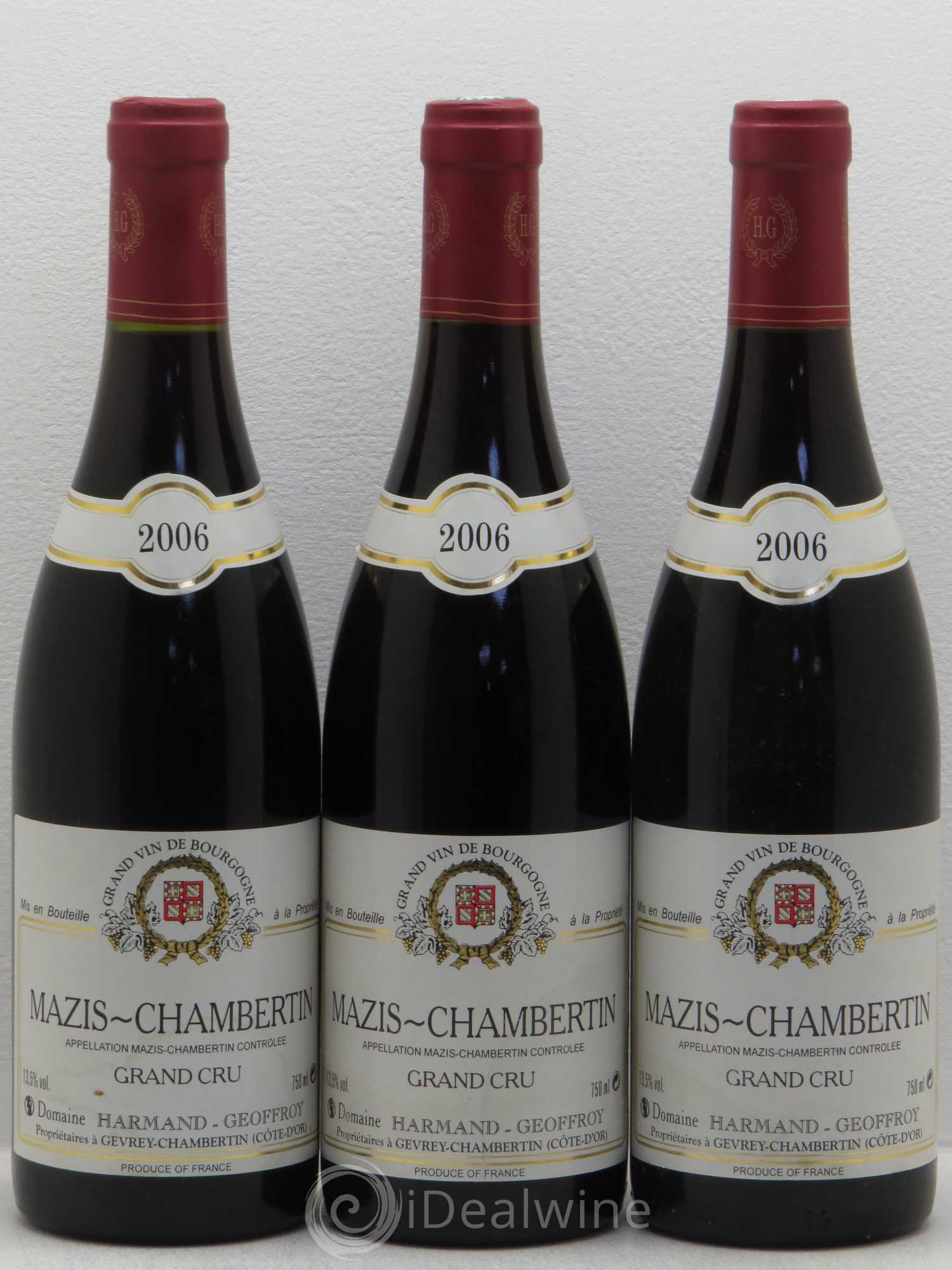 Mazis-Chambertin Grand Cru Harmand-Geoffroy (Domaine) 2006 - Lot de 3 bouteilles - 0