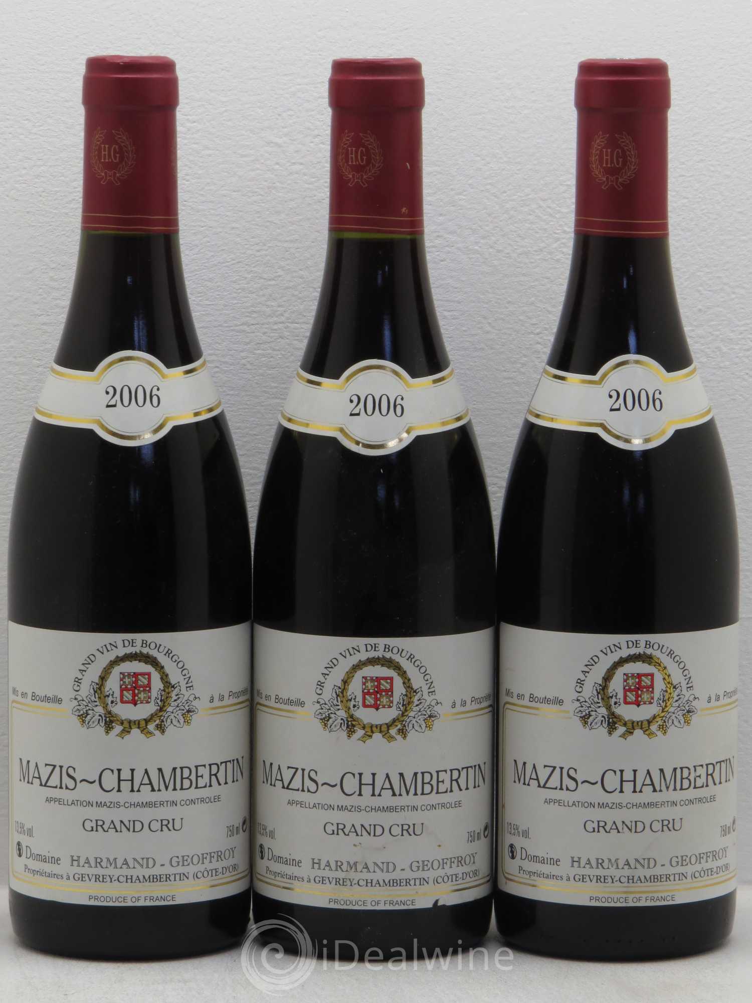 Mazis-Chambertin Grand Cru Harmand-Geoffroy (Domaine) 2006 - Lot de 3 bouteilles - 0