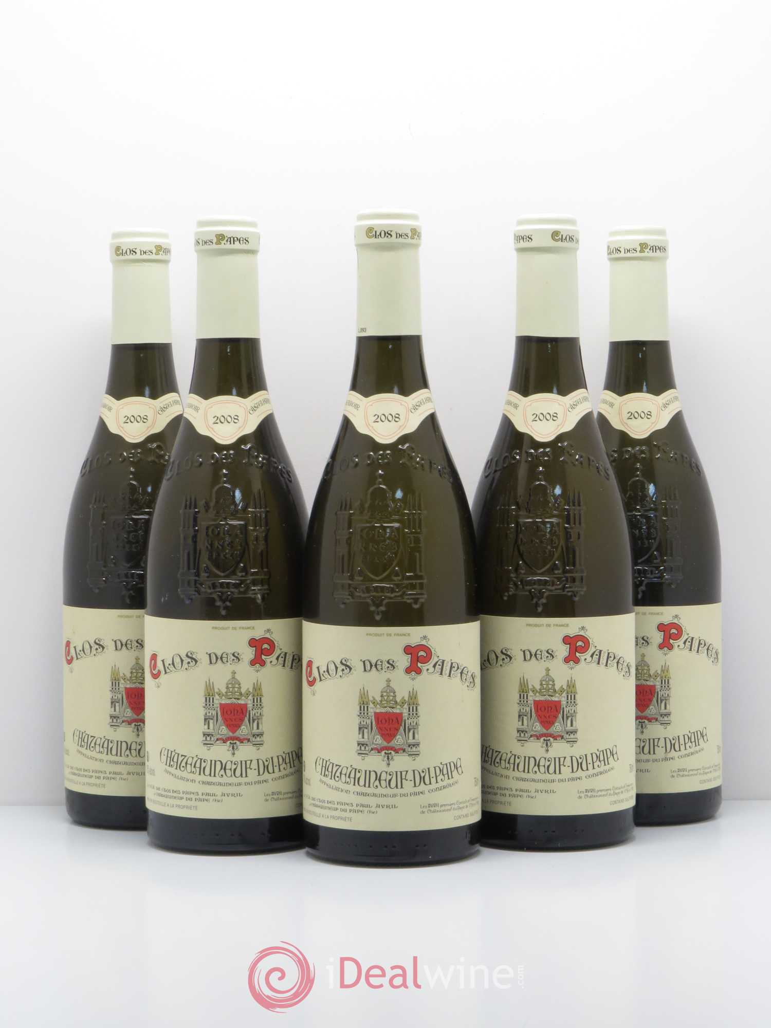 Châteauneuf-du-Pape Clos des Papes - Paul Avril 2008 - Lot de 5 bouteilles - 0