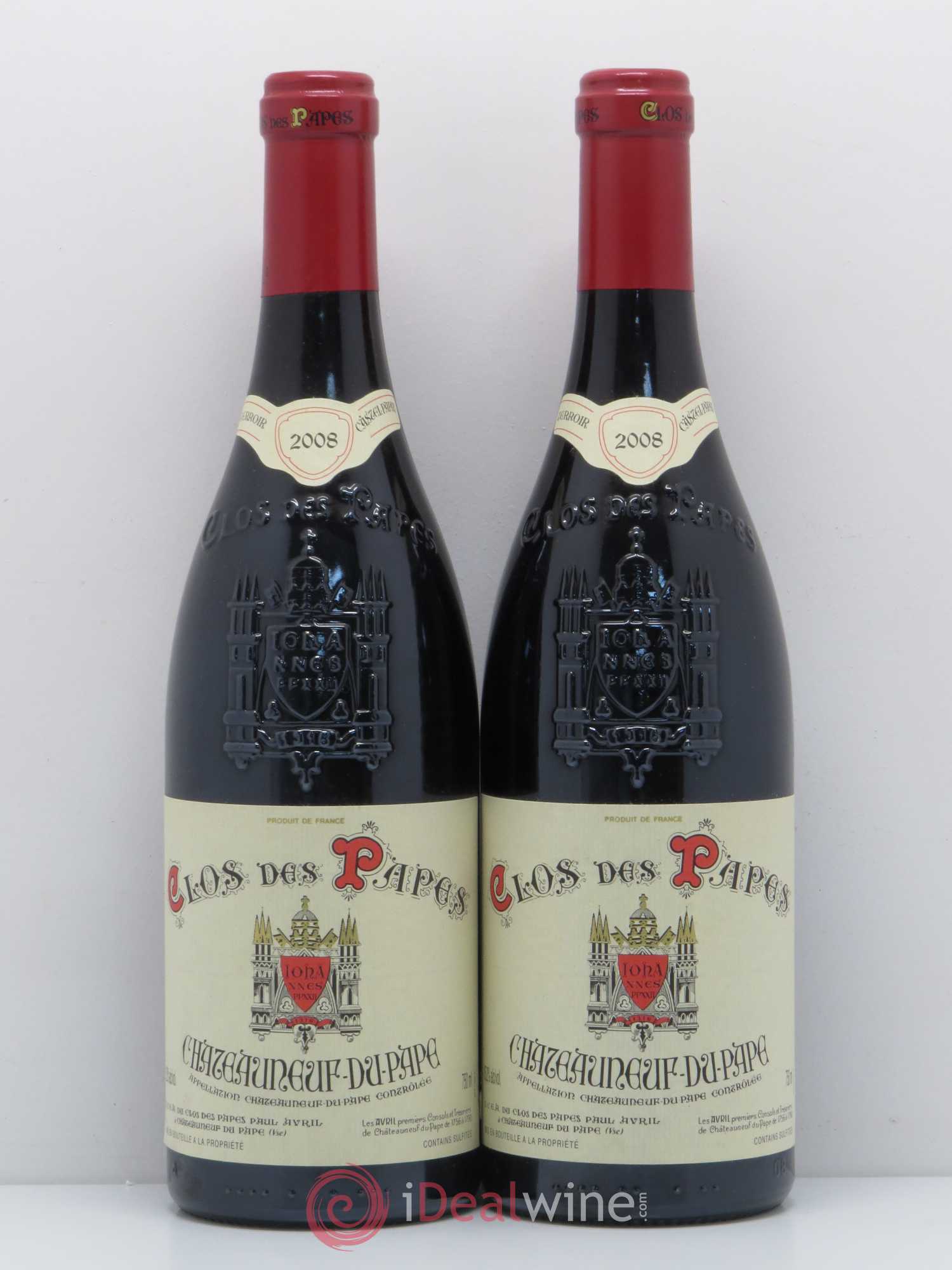 Châteauneuf-du-Pape Clos des Papes - Paul Avril 2008 - Lot de 2 bouteilles - 0