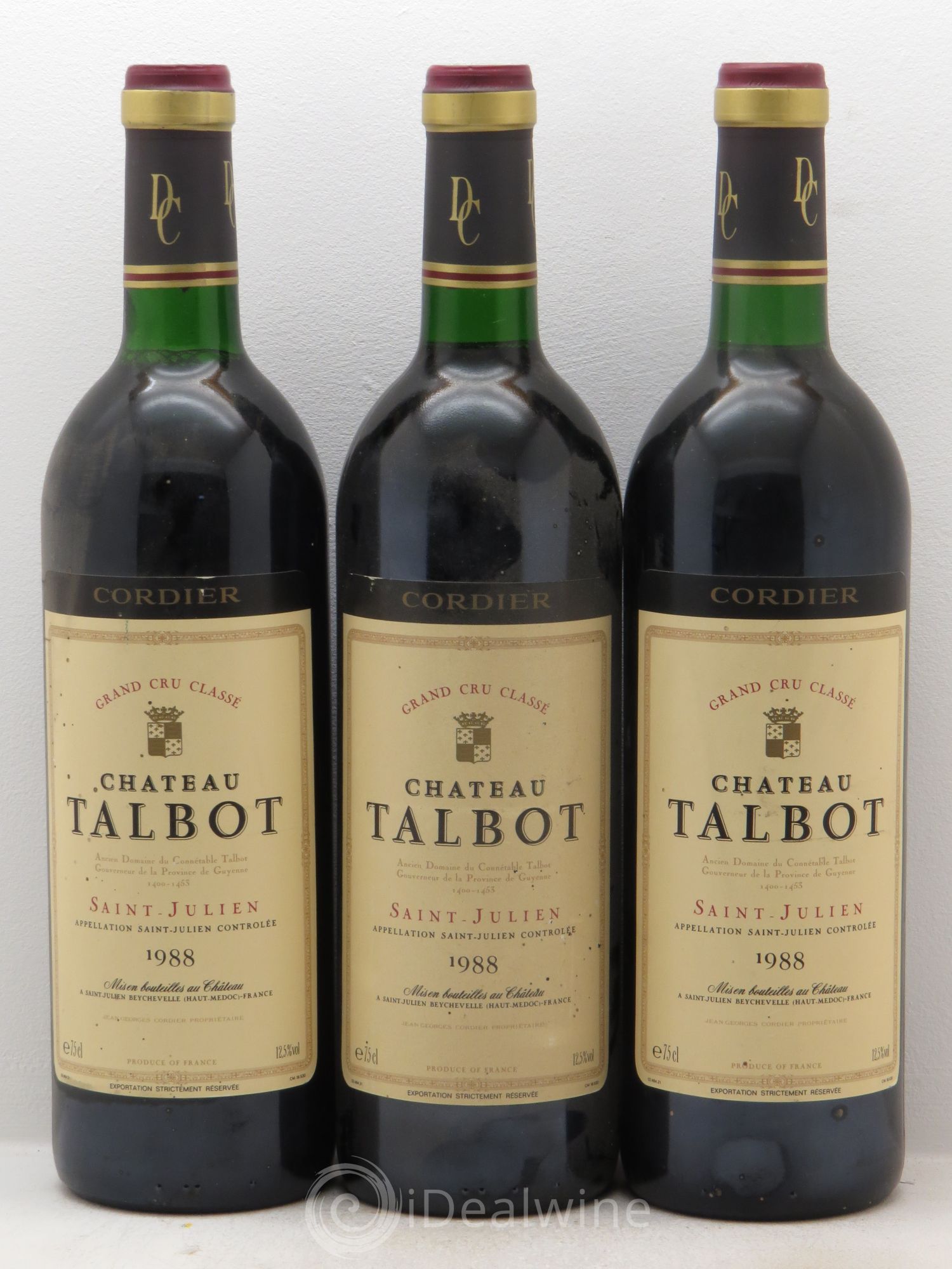 Château Talbot 4ème Grand Cru Classé 1988 - Lot de 3 bouteilles - 0