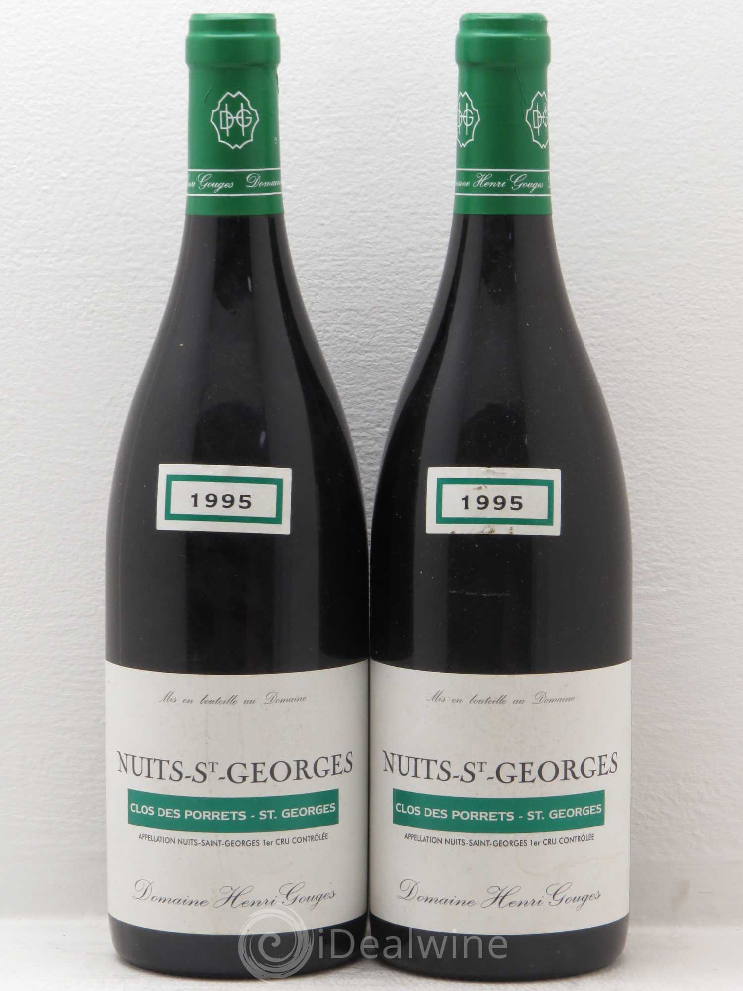 Nuits-Saint-Georges 1er Cru Clos des Porrets St Georges Henri Gouges 1995 - Lot of 2 bottles - 0