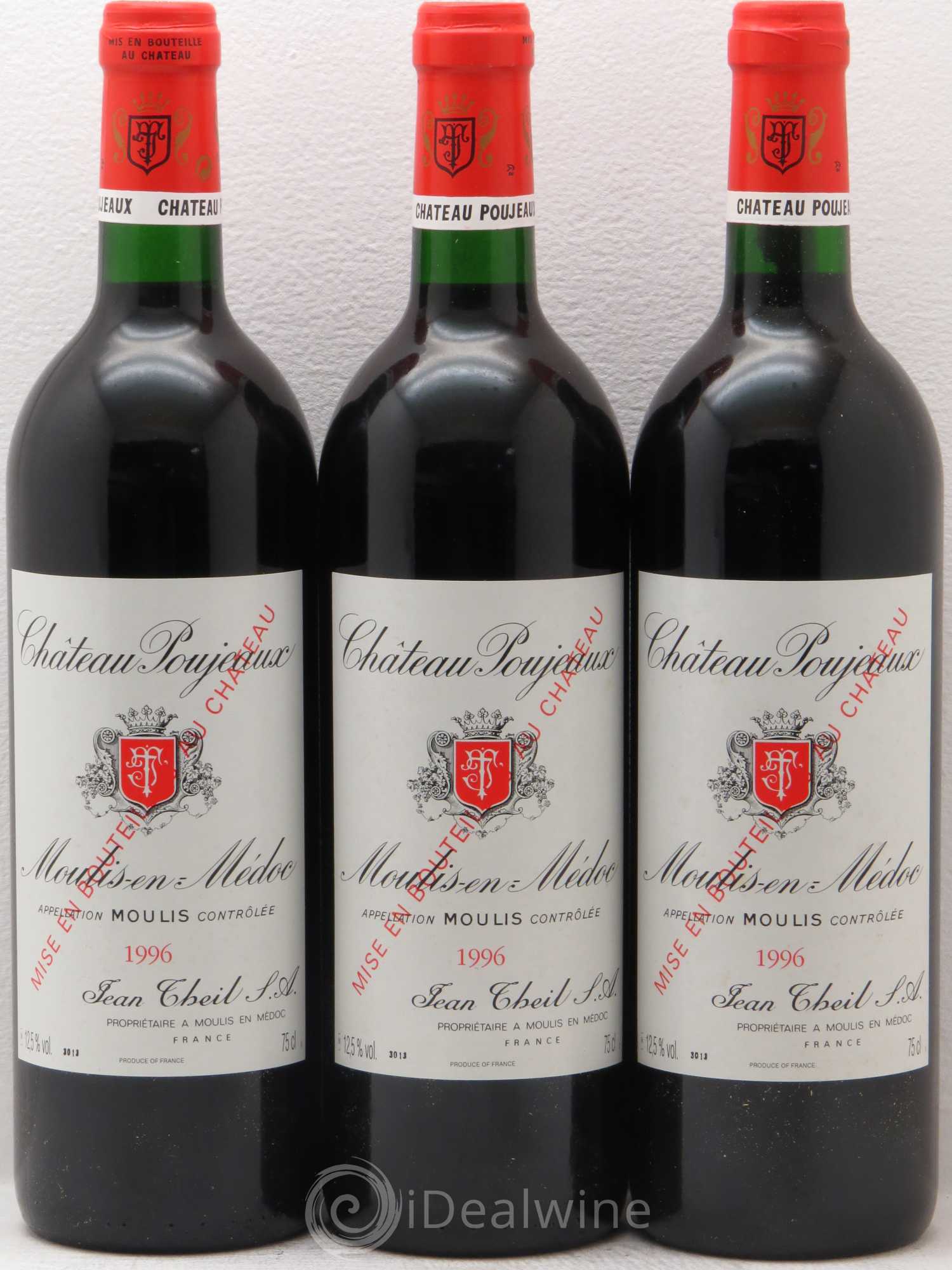 Château Poujeaux 1996 - Lot de 3 bouteilles - 0