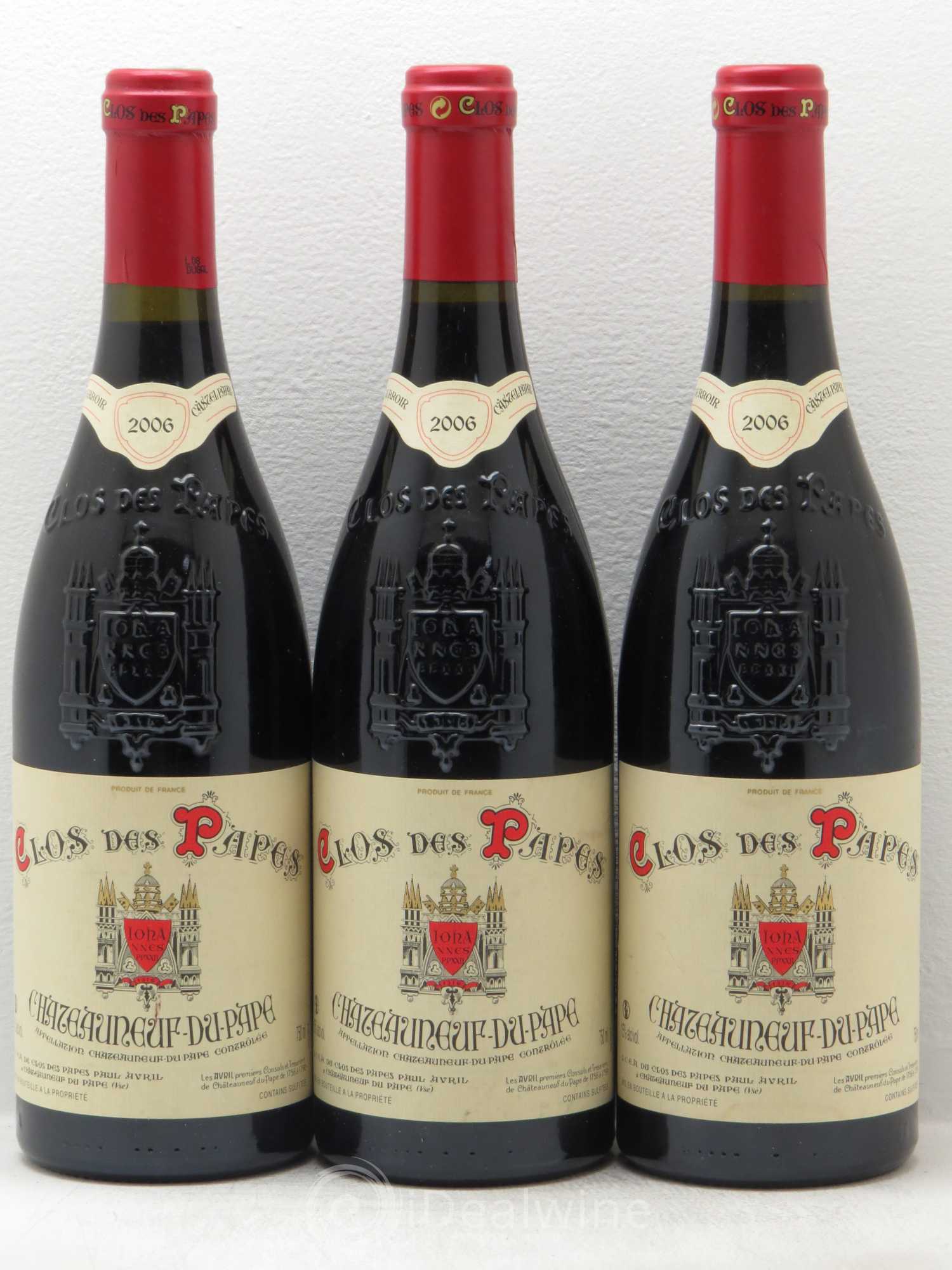 Châteauneuf-du-Pape Clos des Papes - Paul Avril 2006 - Lot de 3 bouteilles - 0