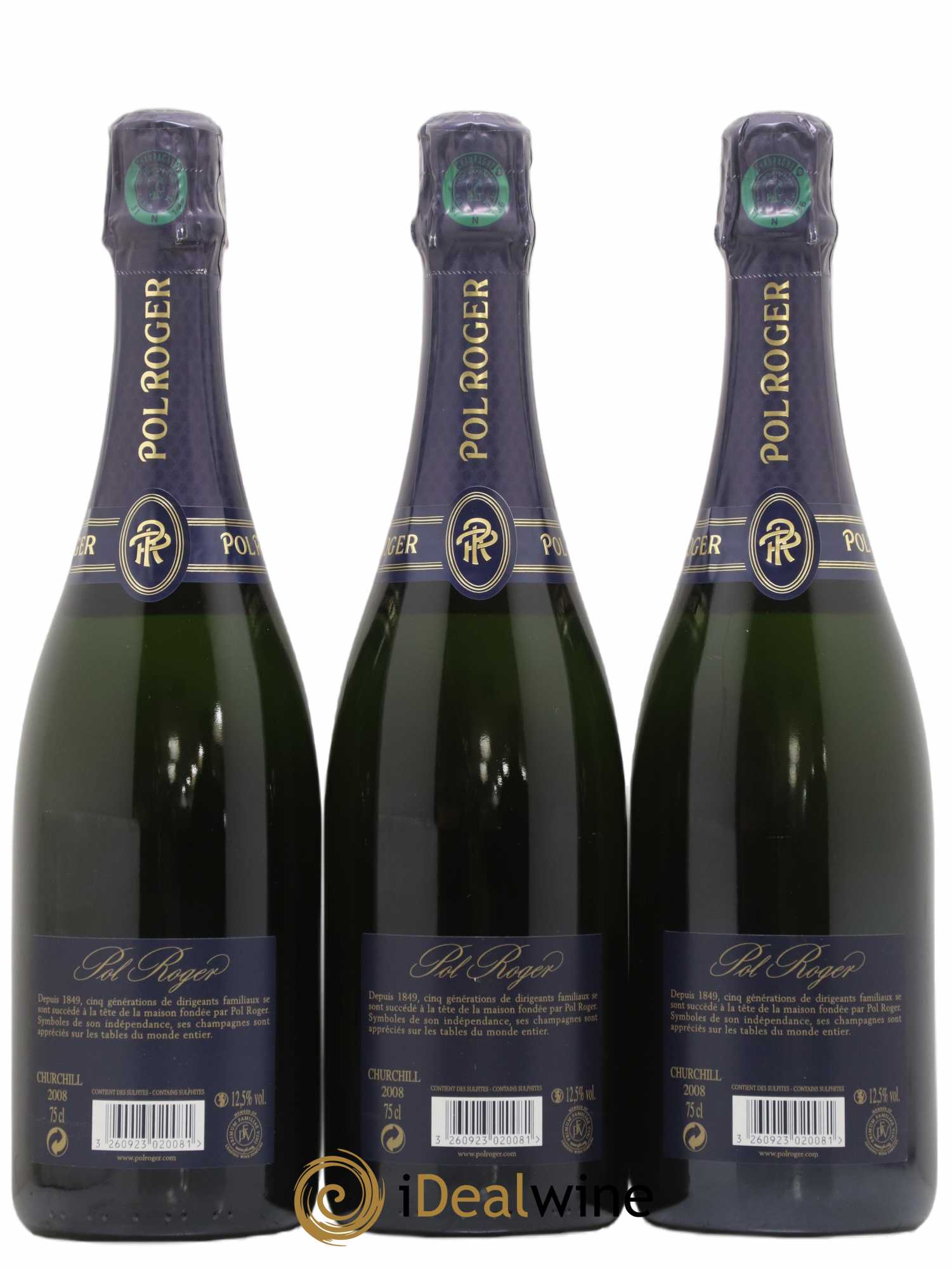 Cuvée Winston Churchill Pol Roger 2008 - Lot de 3 bouteilles - 1