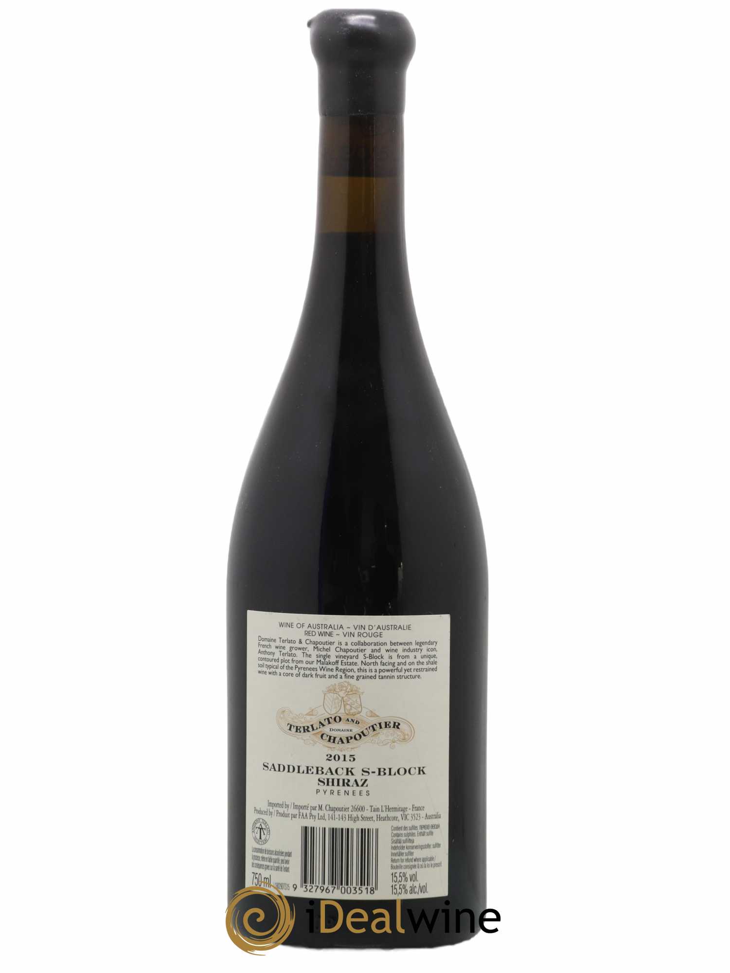 Australie Terlato & Chapoutier Saddleback Chapoutier 2015 - Lot of 1 bottle - 1