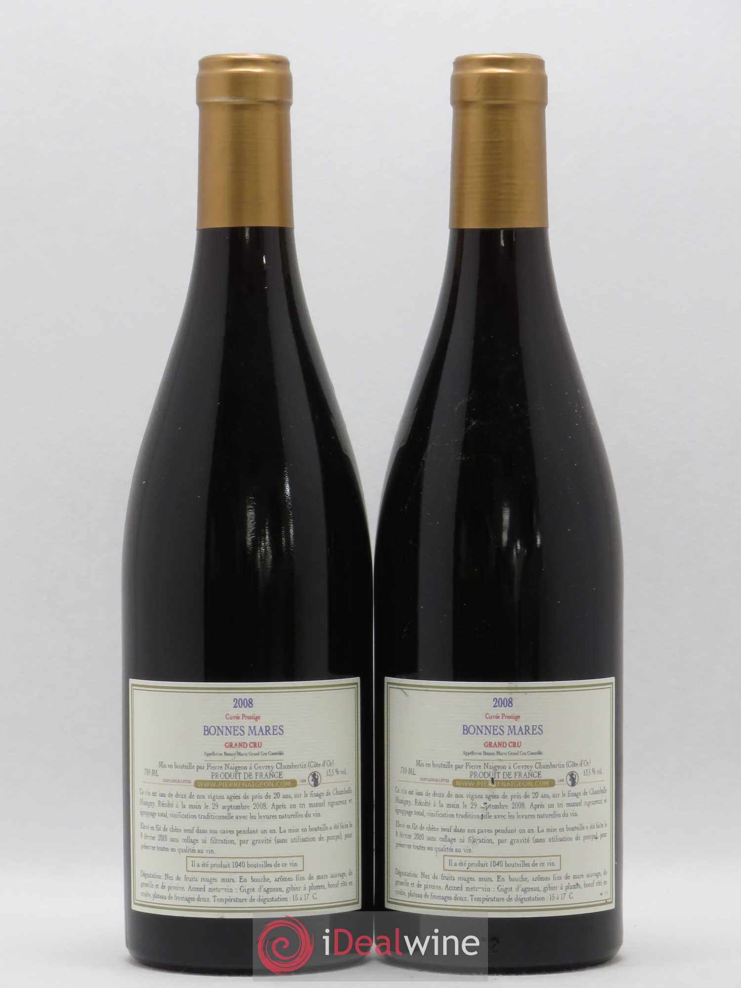 Bonnes-Mares Grand Cru Cuvée Prestige Pierre Naigeon (Domaine) 2008 - Lot de 2 bouteilles - 1