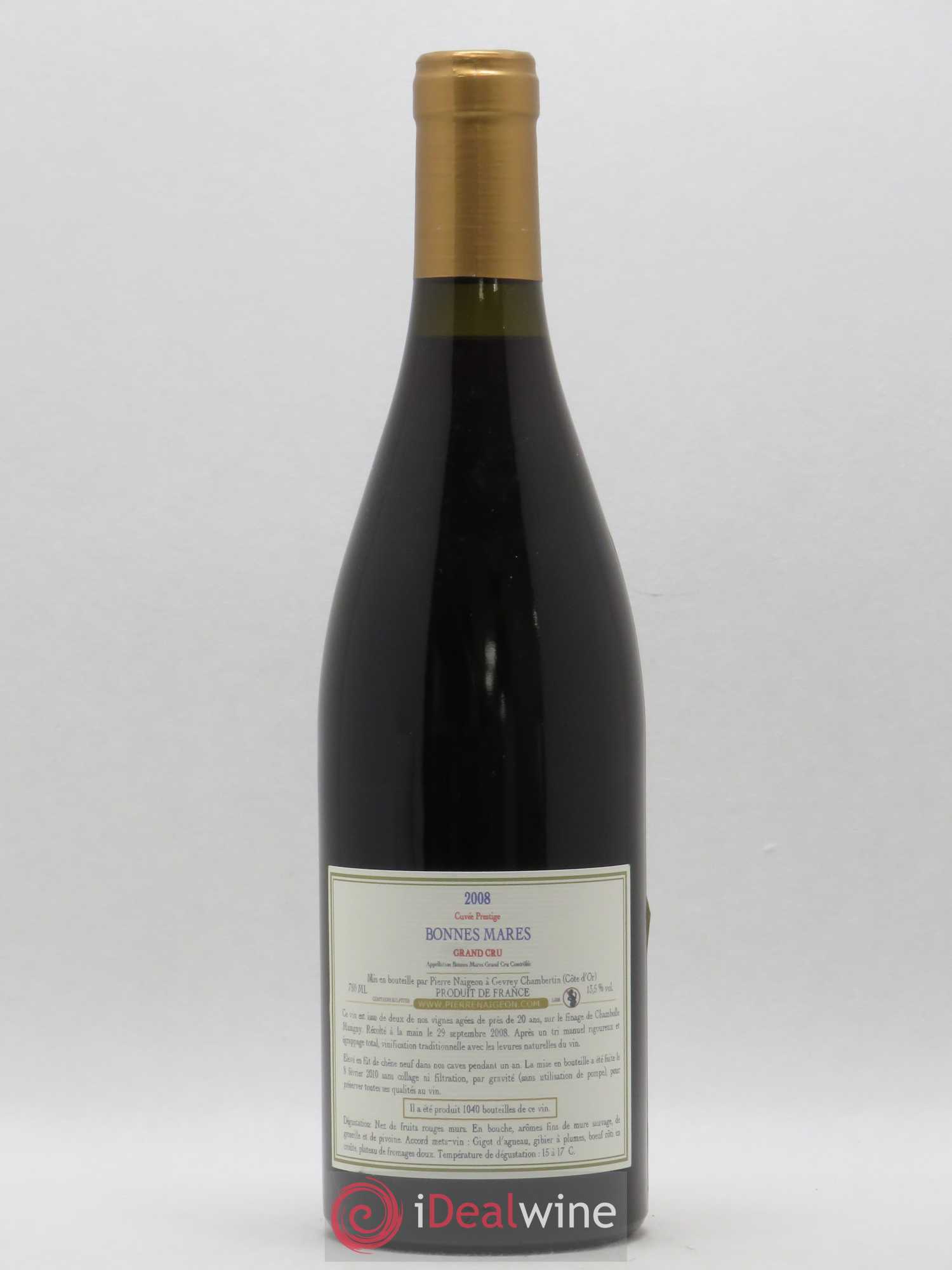 Bonnes-Mares Grand Cru Cuvée Prestige Pierre Naigeon (Domaine) 2008 - Lot de 1 bouteille - 1