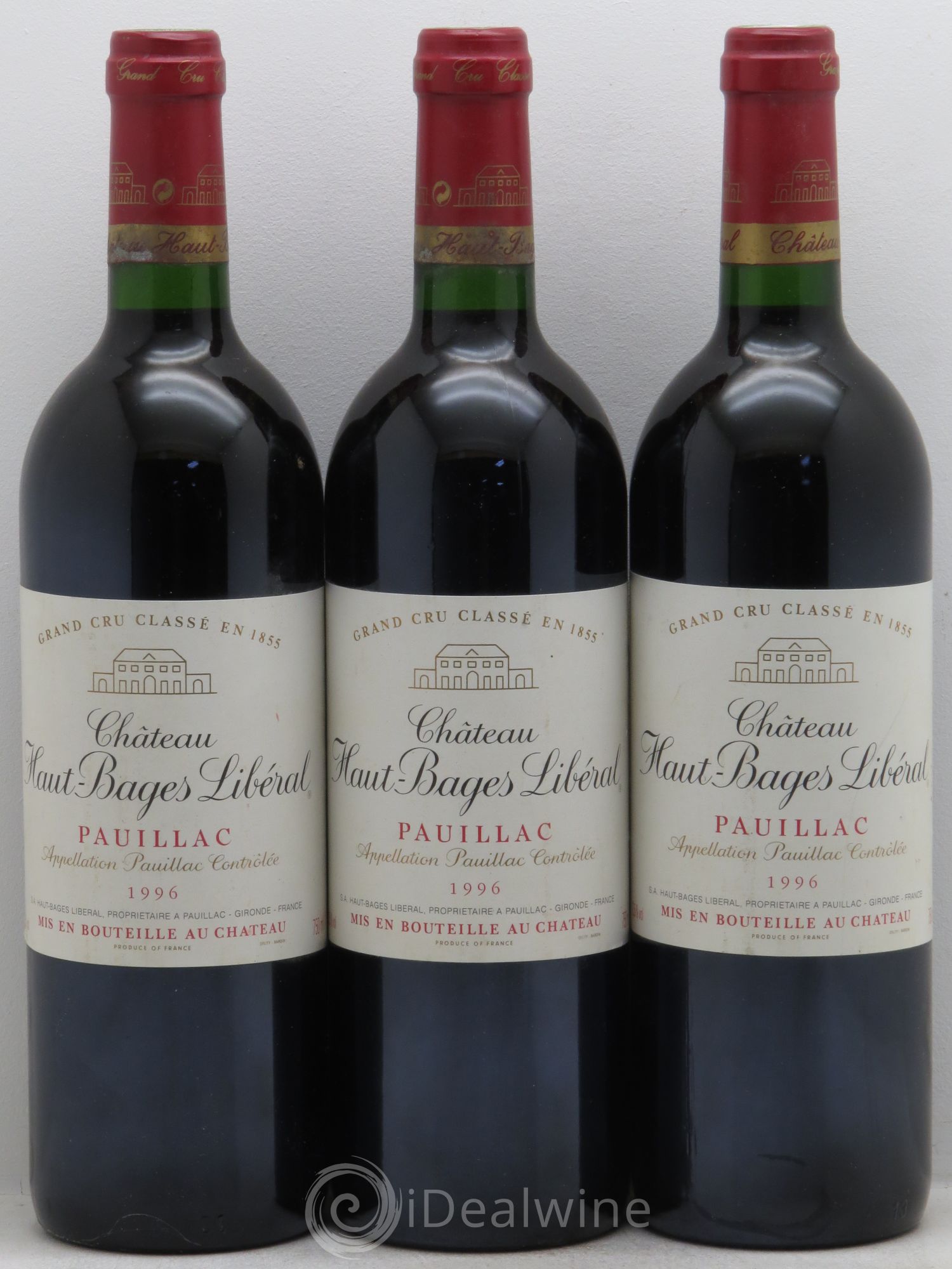Château Haut Bages Libéral 5ème Grand Cru Classé 1996 - Lot de 3 bouteilles - 0