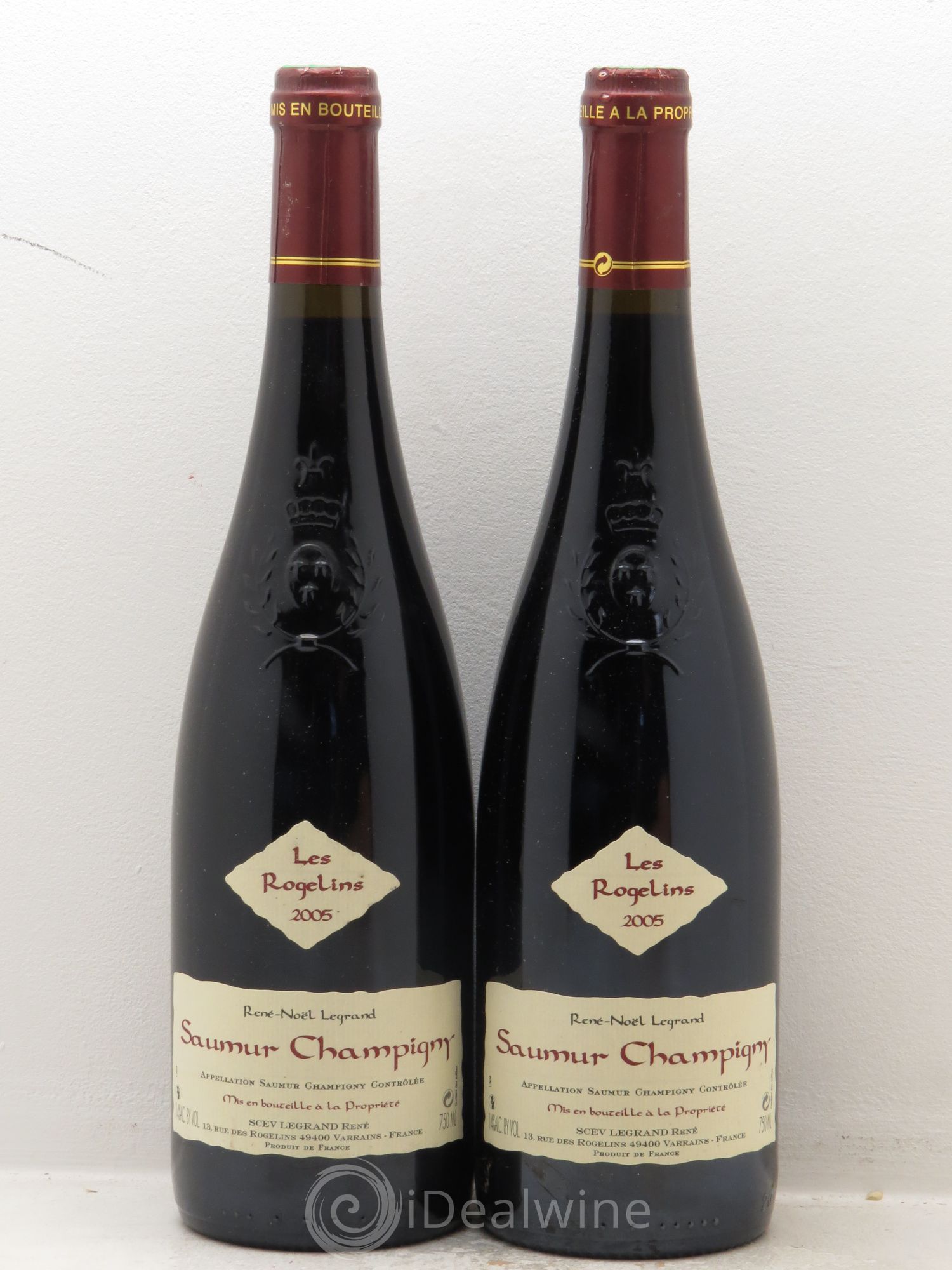 Saumur-Champigny Les Rogelins Clotilde Legrand (anciennement René-Noël Legrand) 2005 - Lot de 2 bouteilles - 0