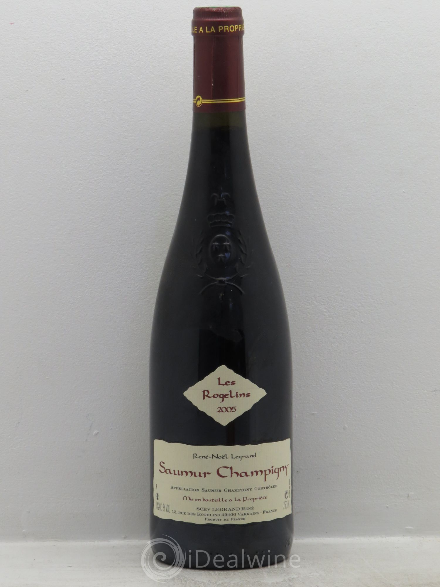 Saumur-Champigny Les Rogelins Clotilde Legrand (anciennement René-Noël Legrand) 2005 - Lot de 1 bouteille - 0