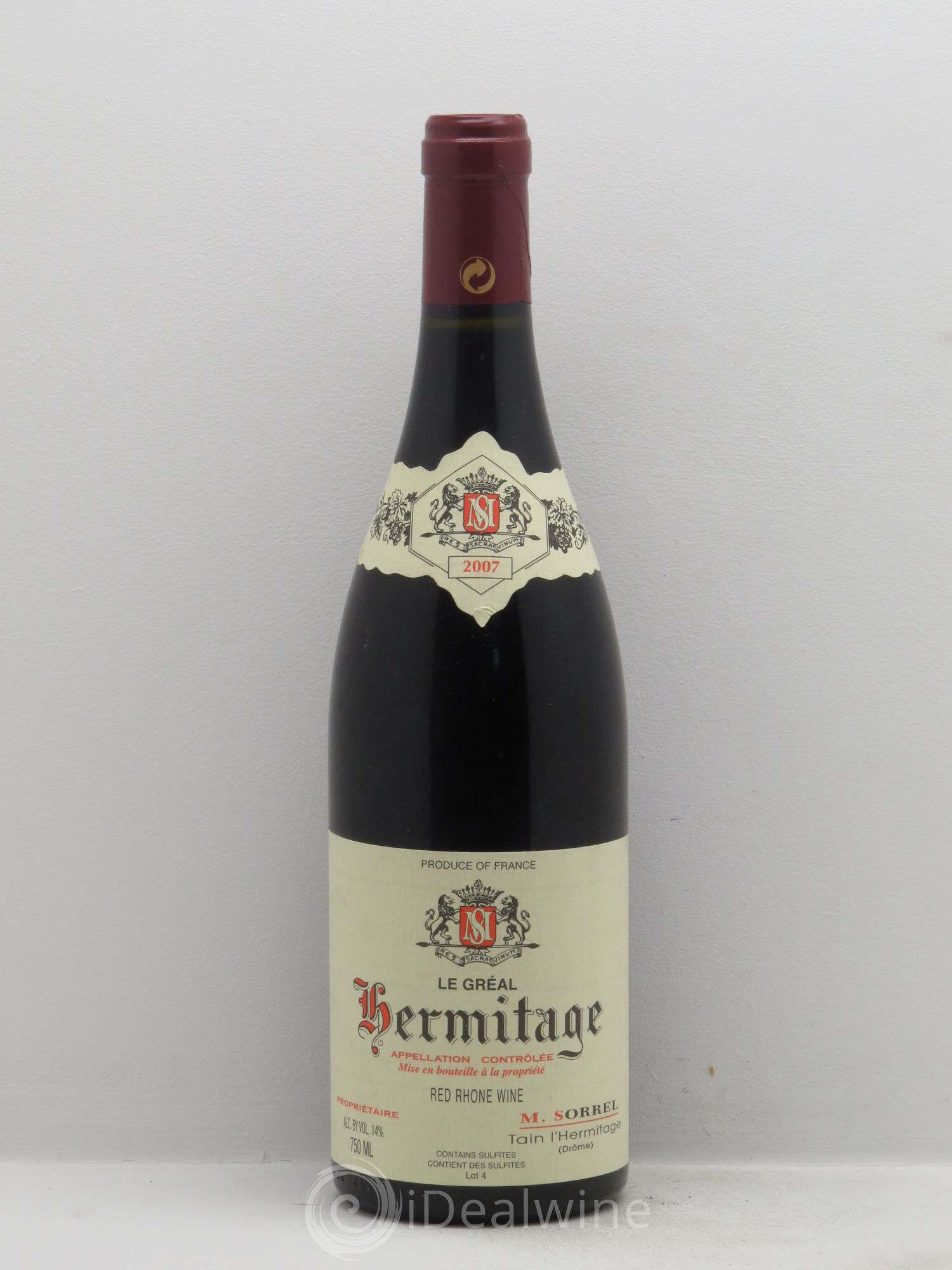 Hermitage Le Gréal Marc Sorrel 2007 - Lot de 1 bouteille - 0