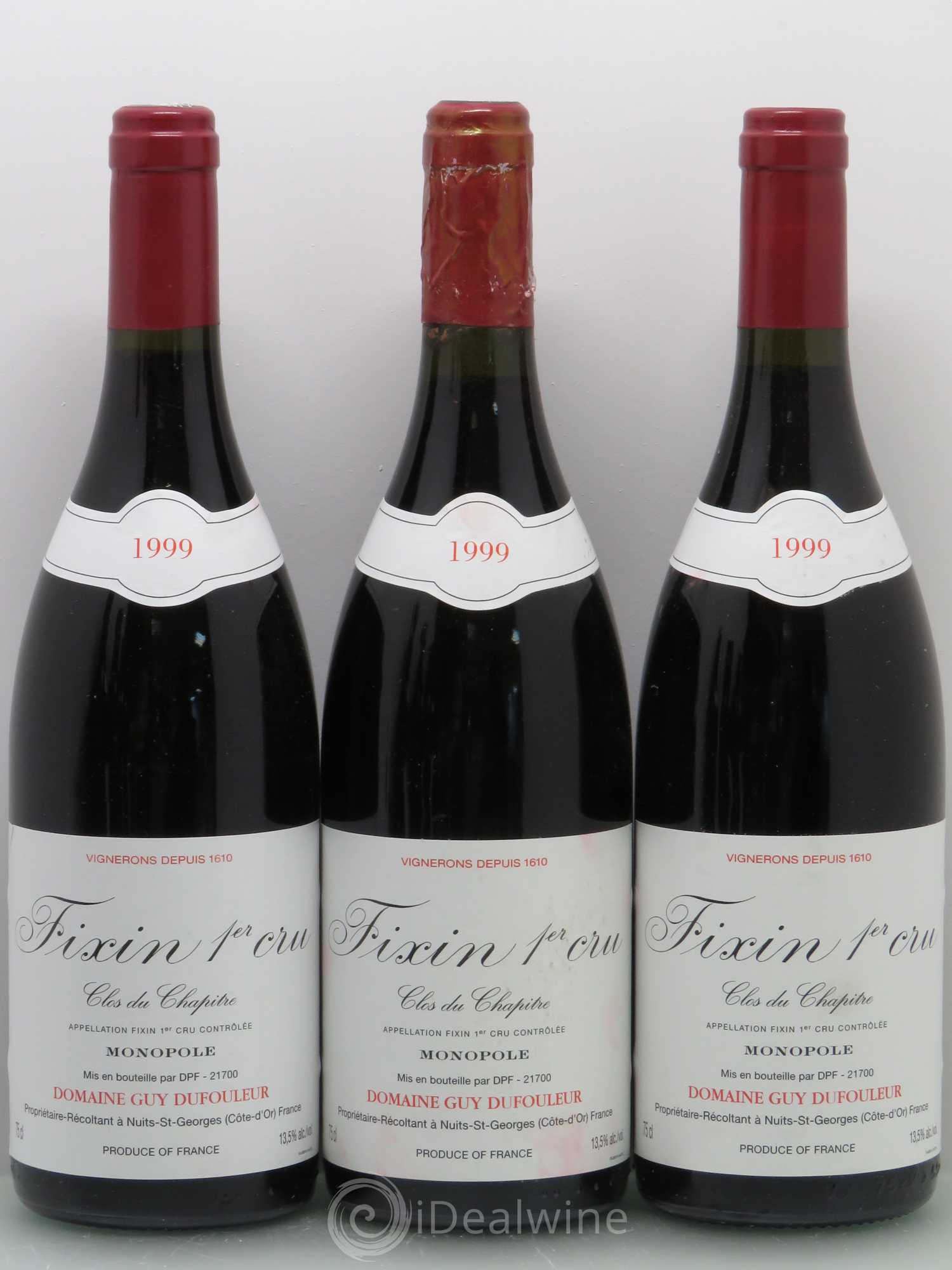Fixin 1er Cru Clos du Chapitre - Dufouleur 1999 - Posten von 6 Flaschen - 2