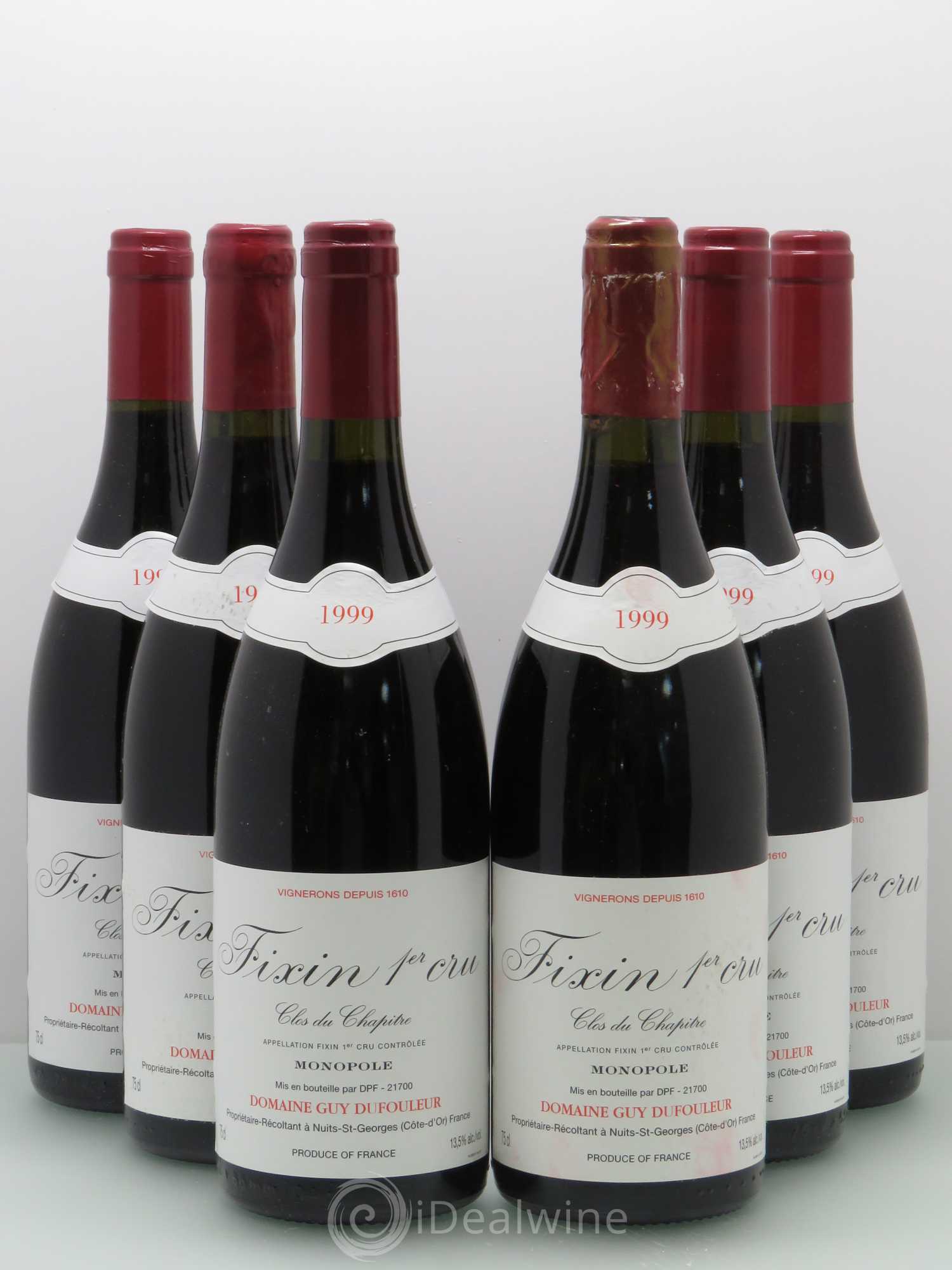 Fixin 1er Cru Clos du Chapitre - Dufouleur 1999 - Posten von 6 Flaschen - 0