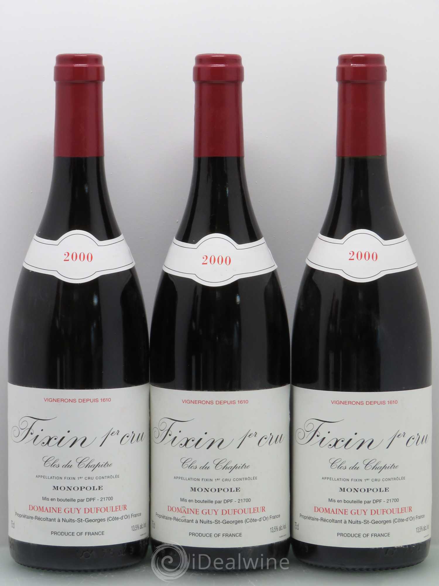 Fixin 1er Cru Clos du Chapitre - Dufouleur 2000 - Posten von 6 Flaschen - 1