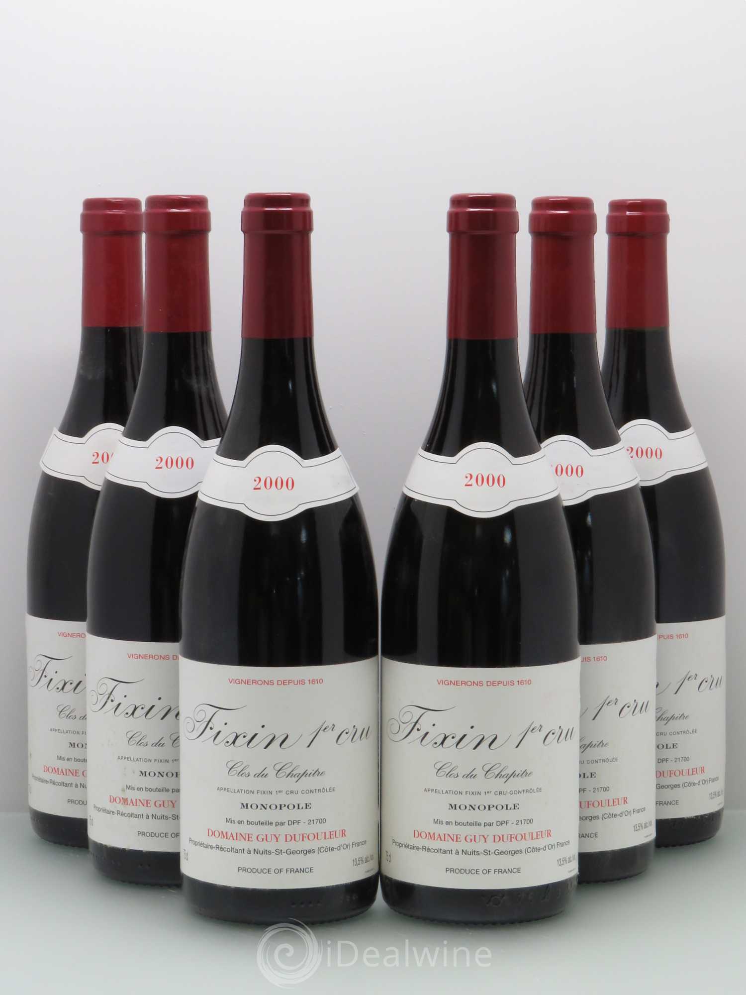 Fixin 1er Cru Clos du Chapitre - Dufouleur 2000 - Posten von 6 Flaschen - 0