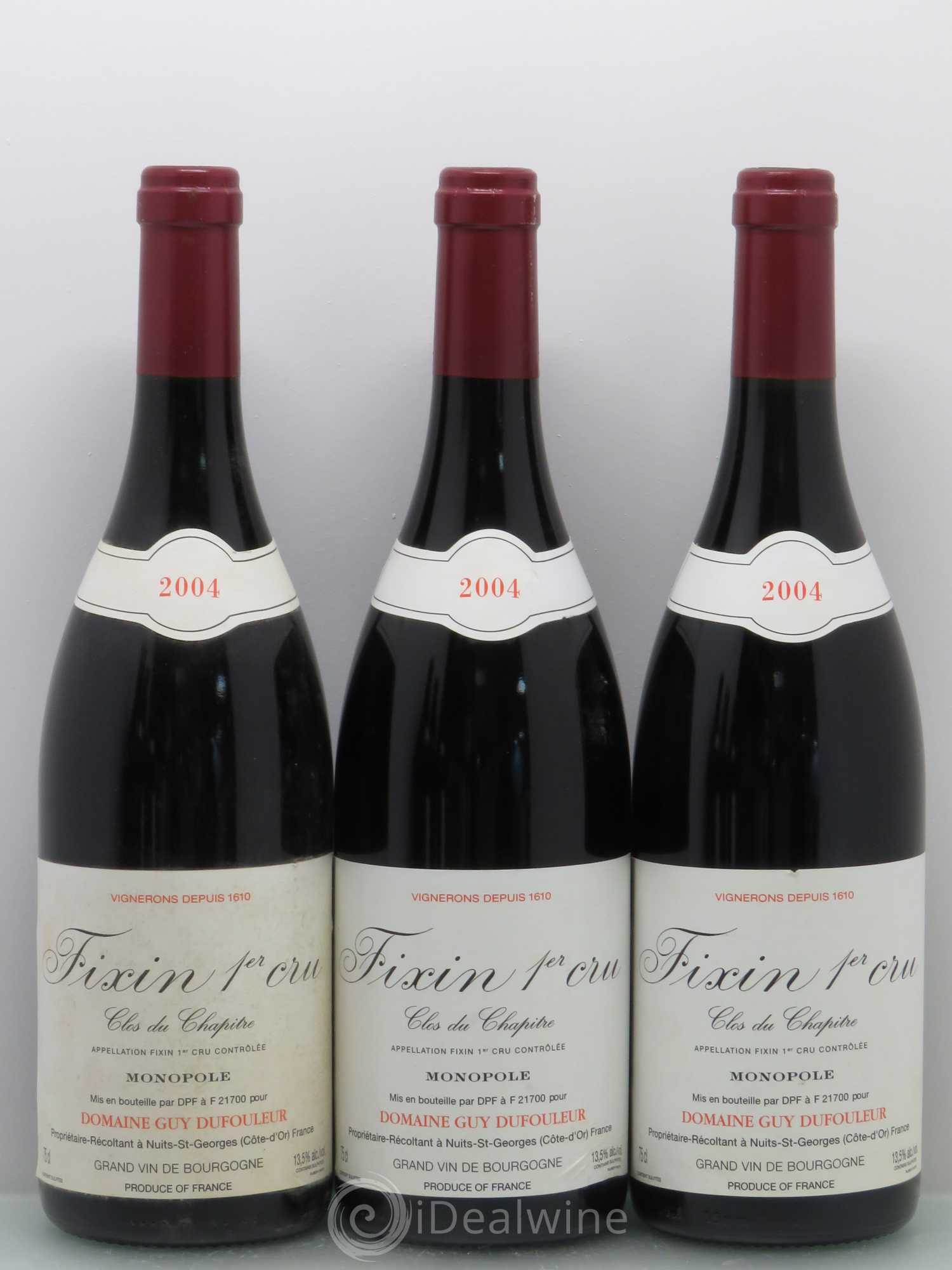 Fixin 1er Cru Clos du Chapitre - Dufouleur 2004 - Posten von 6 Flaschen - 1