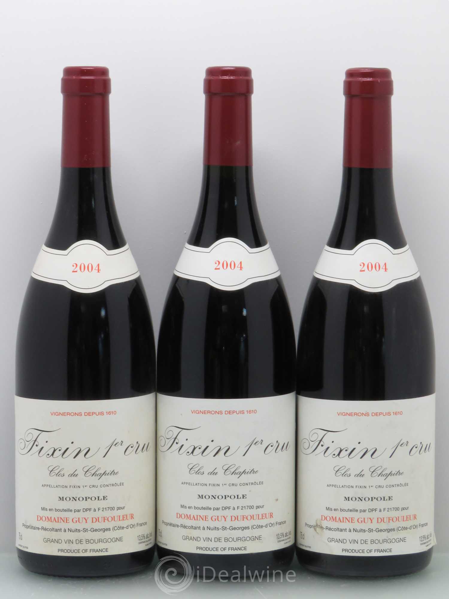 Fixin 1er Cru Clos du Chapitre - Dufouleur 2004 - Posten von 6 Flaschen - 2