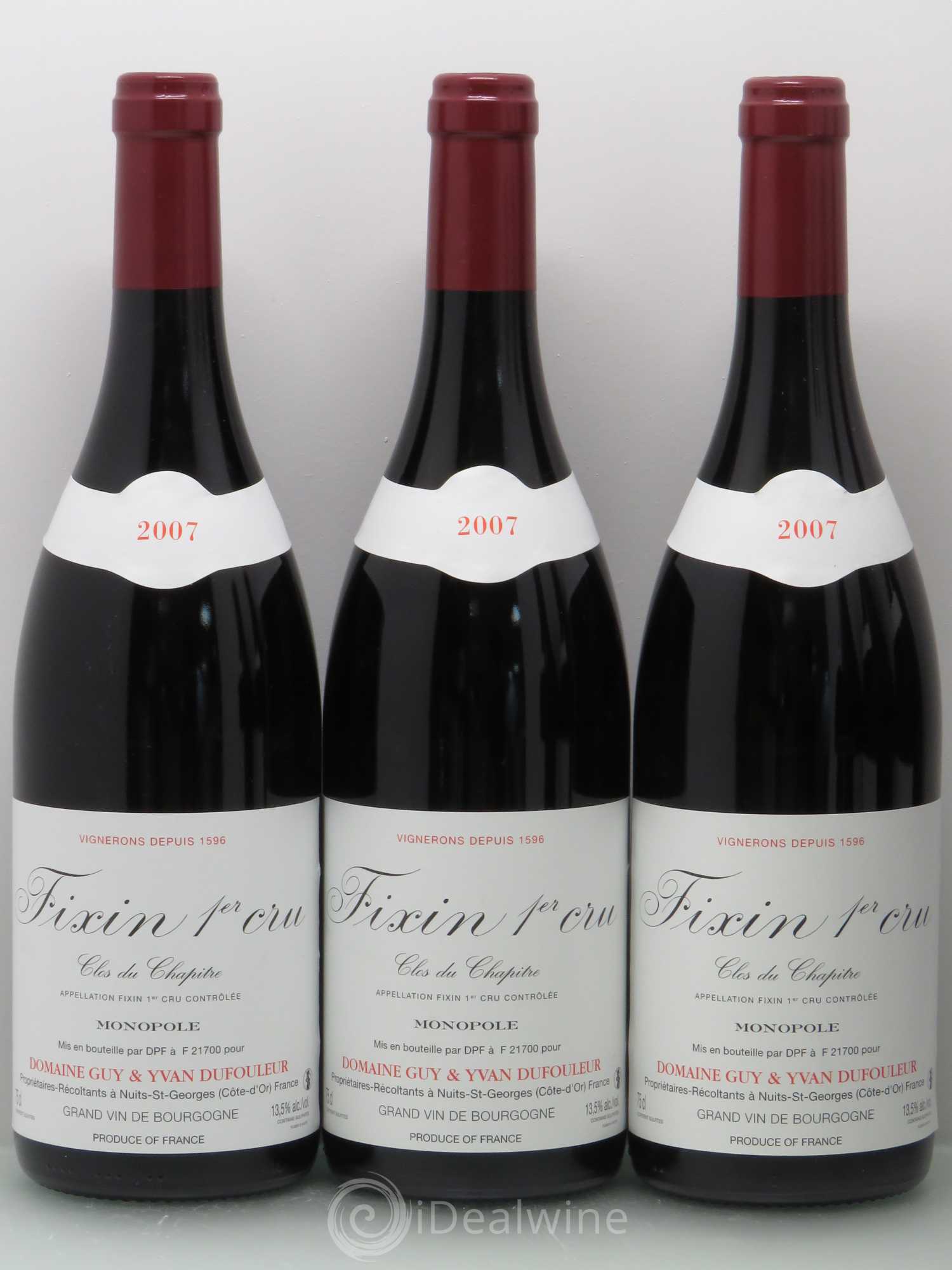 Fixin 1er Cru Clos du Chapitre - Dufouleur 2007 - Posten von 6 Flaschen - 1