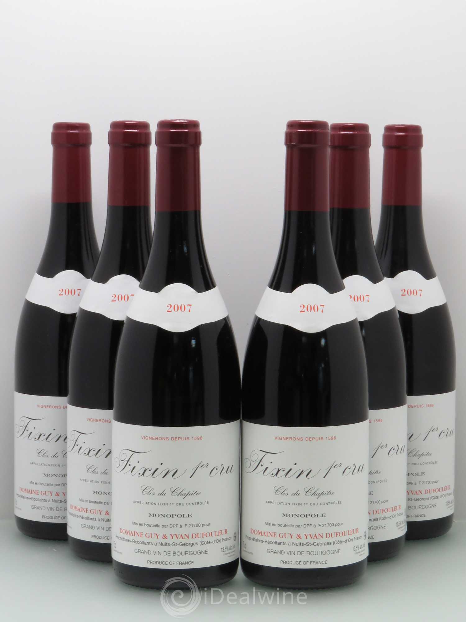 Fixin 1er Cru Clos du Chapitre - Dufouleur 2007 - Posten von 6 Flaschen - 0