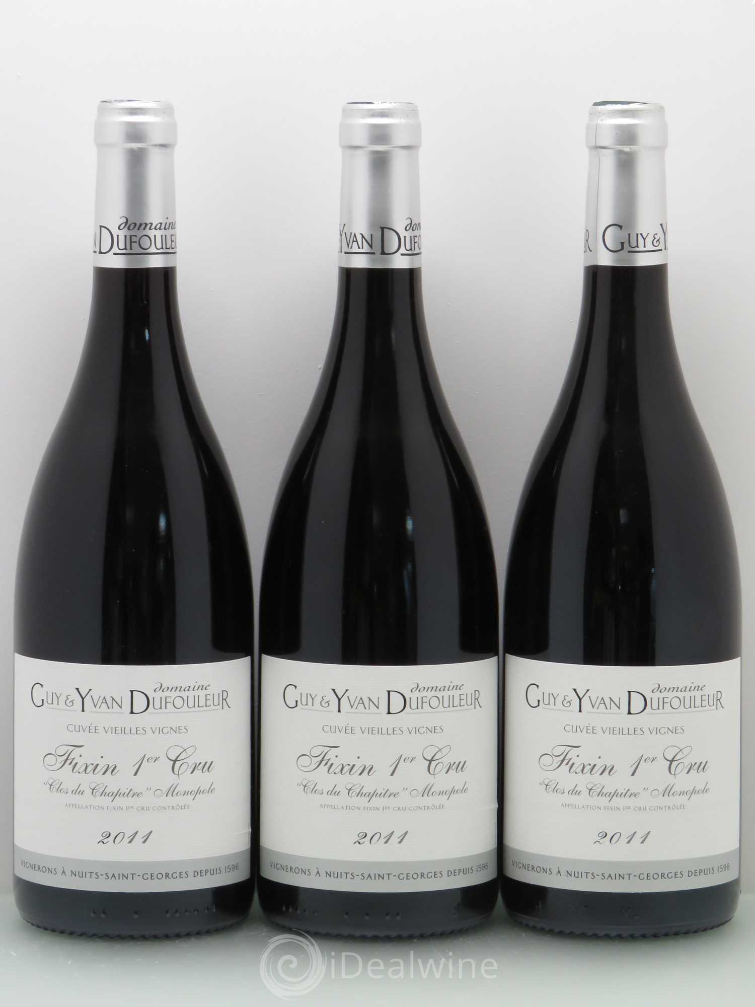 Fixin 1er Cru Clos du Chapitre Vieilles Vignes - Dufouleur 2011 - Posten von 3 Flaschen - 0