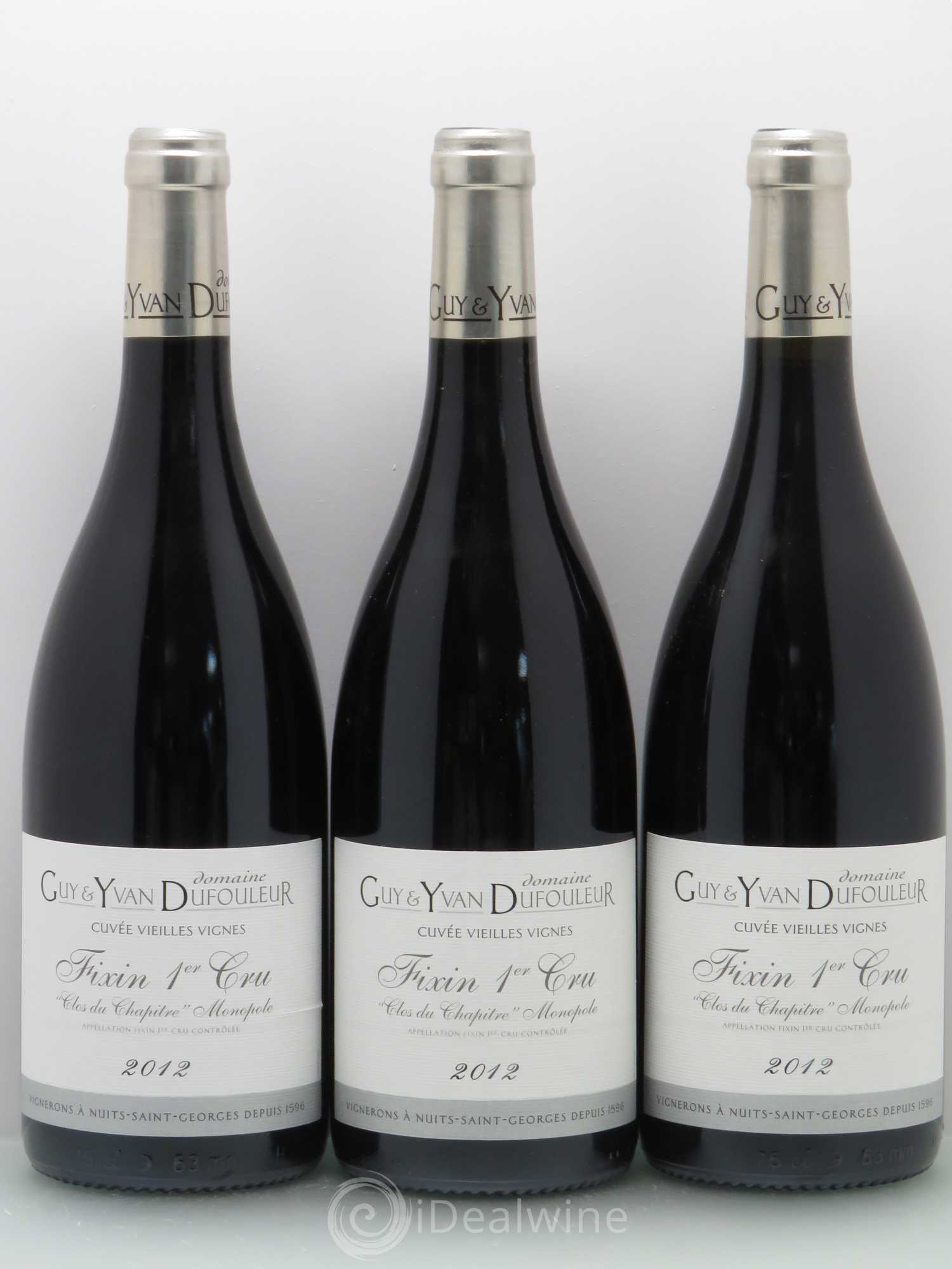 Fixin 1er Cru Clos du Chapitre Vieilles Vignes - Dufouleur 2012 - Posten von 3 Flaschen - 0