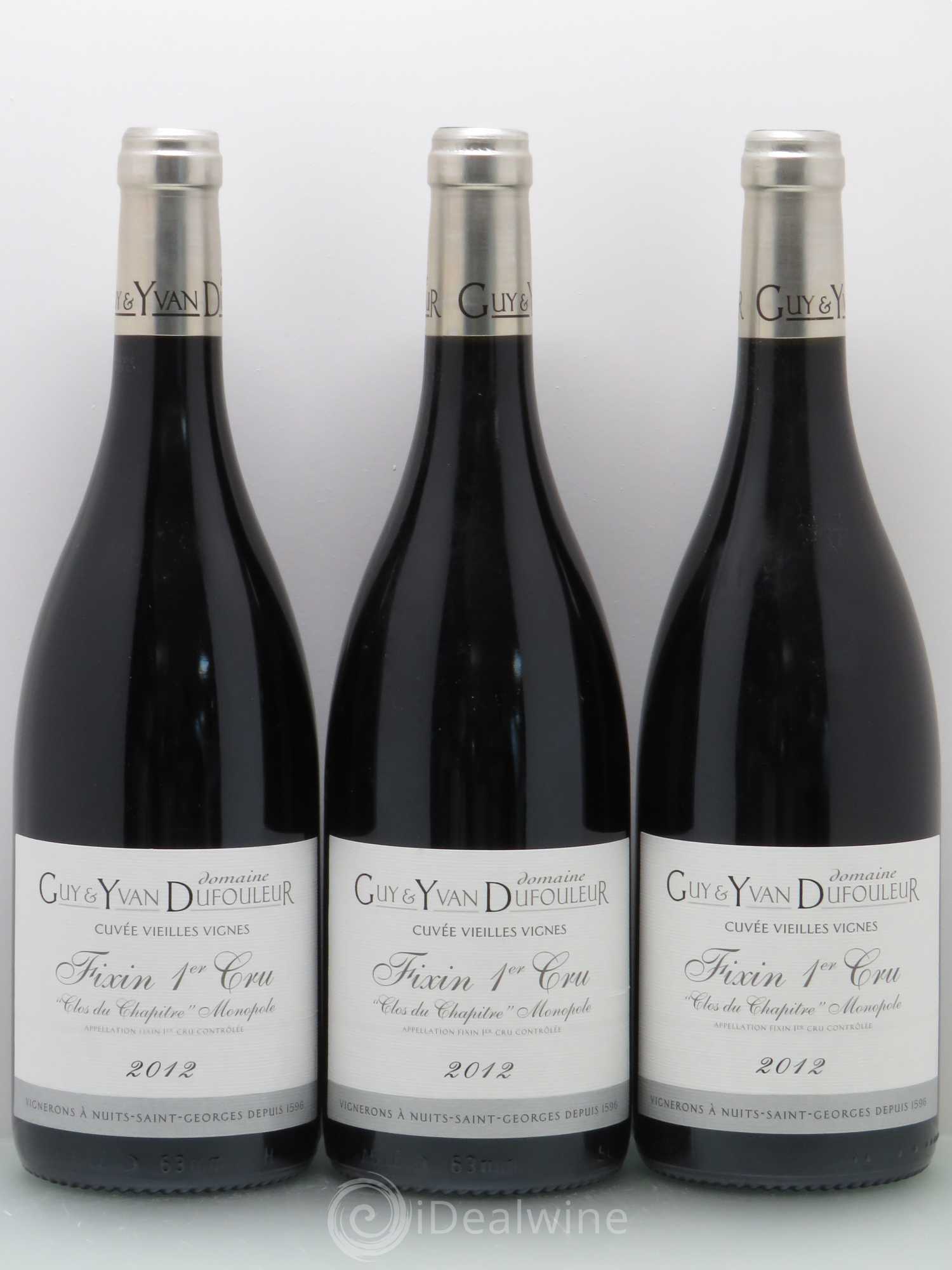 Fixin 1er Cru Clos du Chapitre Vieilles Vignes - Dufouleur 2012 - Posten von 3 Flaschen - 0