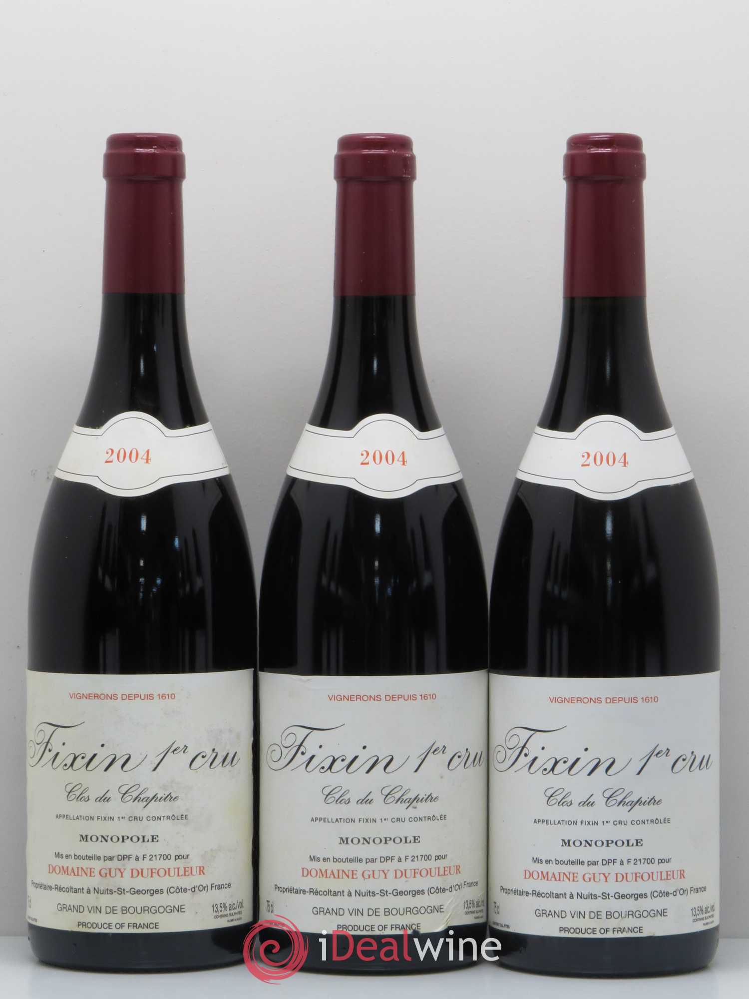 Fixin 1er Cru Clos du Chapitre Domaine Dufouleur 2004 - Posten von 12 Flaschen - 2