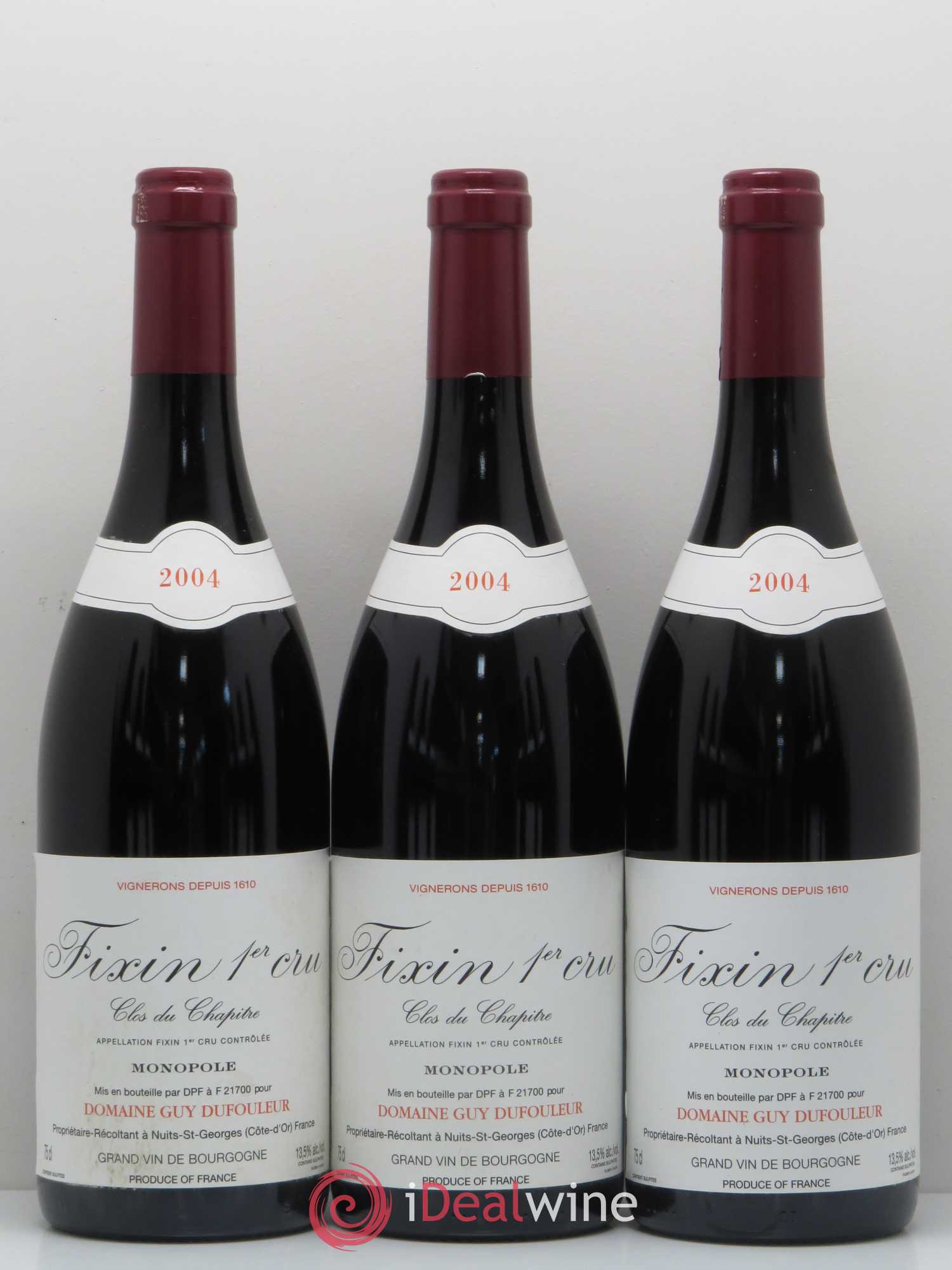Fixin 1er Cru Clos du Chapitre Domaine Dufouleur 2004 - Posten von 12 Flaschen - 3