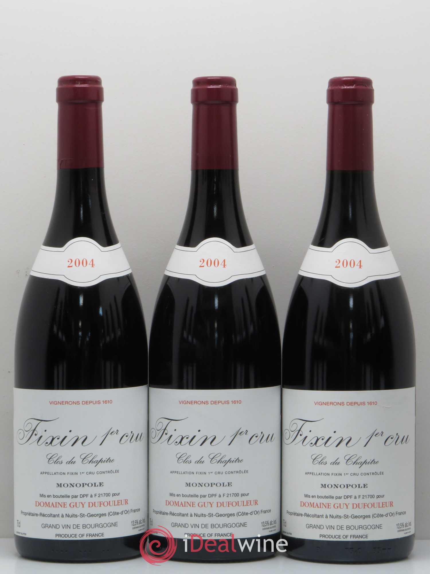 Fixin 1er Cru Clos du Chapitre Domaine Dufouleur 2004 - Posten von 12 Flaschen - 4