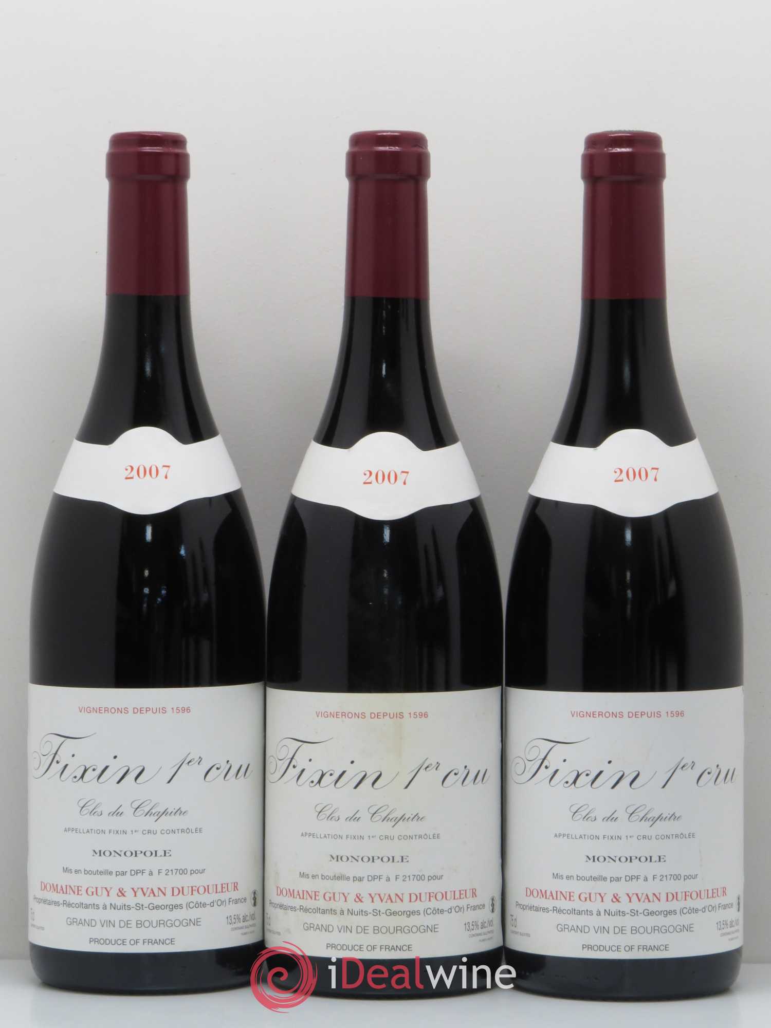 Fixin 1er Cru Clos du Chapitre Domaine Dufouleur 2007 - Posten von 6 Flaschen - 1